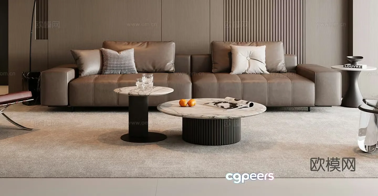 Italian sofa coffee table combination 3D model