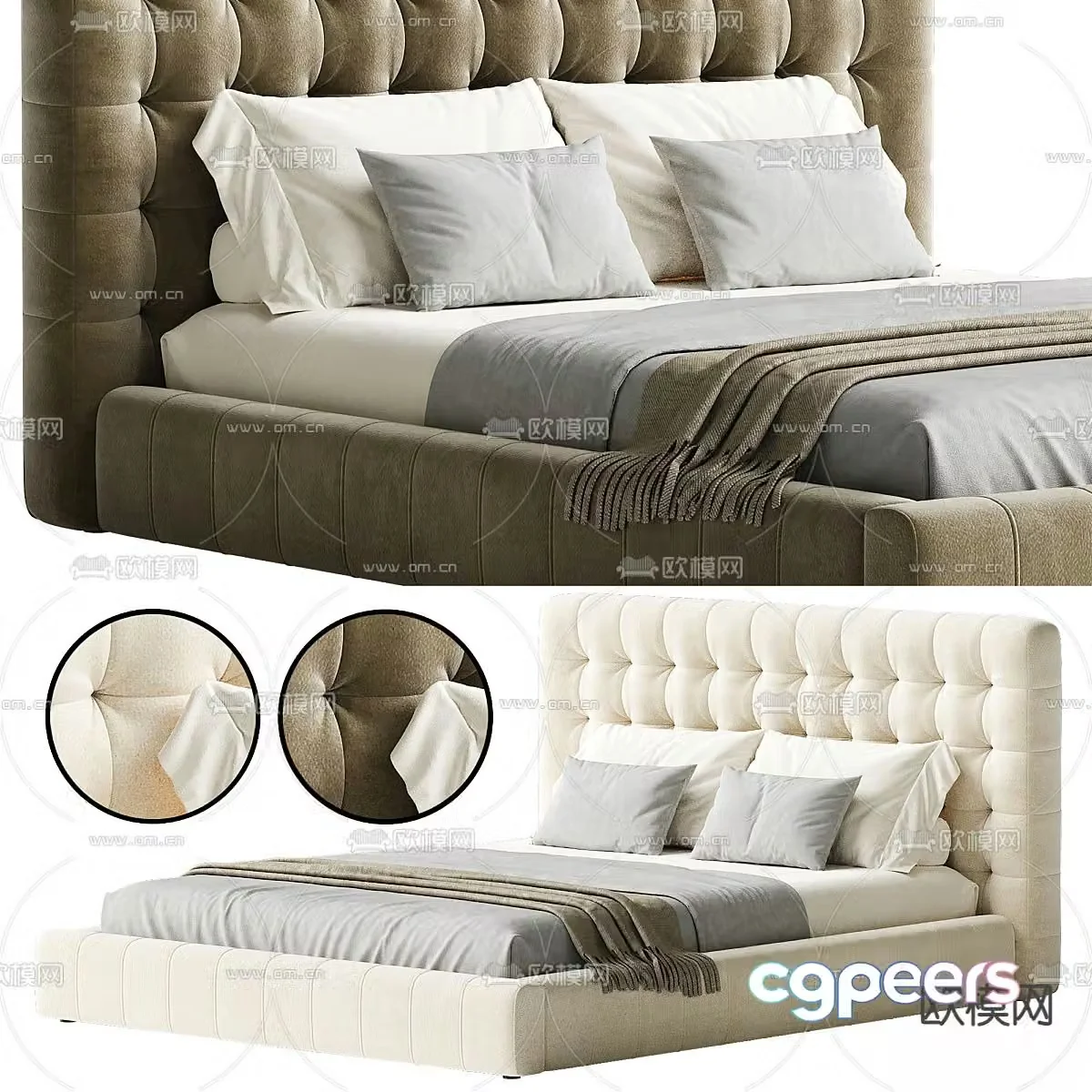 Modern double bed 3d model
