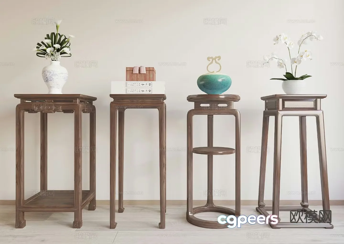 New Chinese style flower table flower stand 3d model