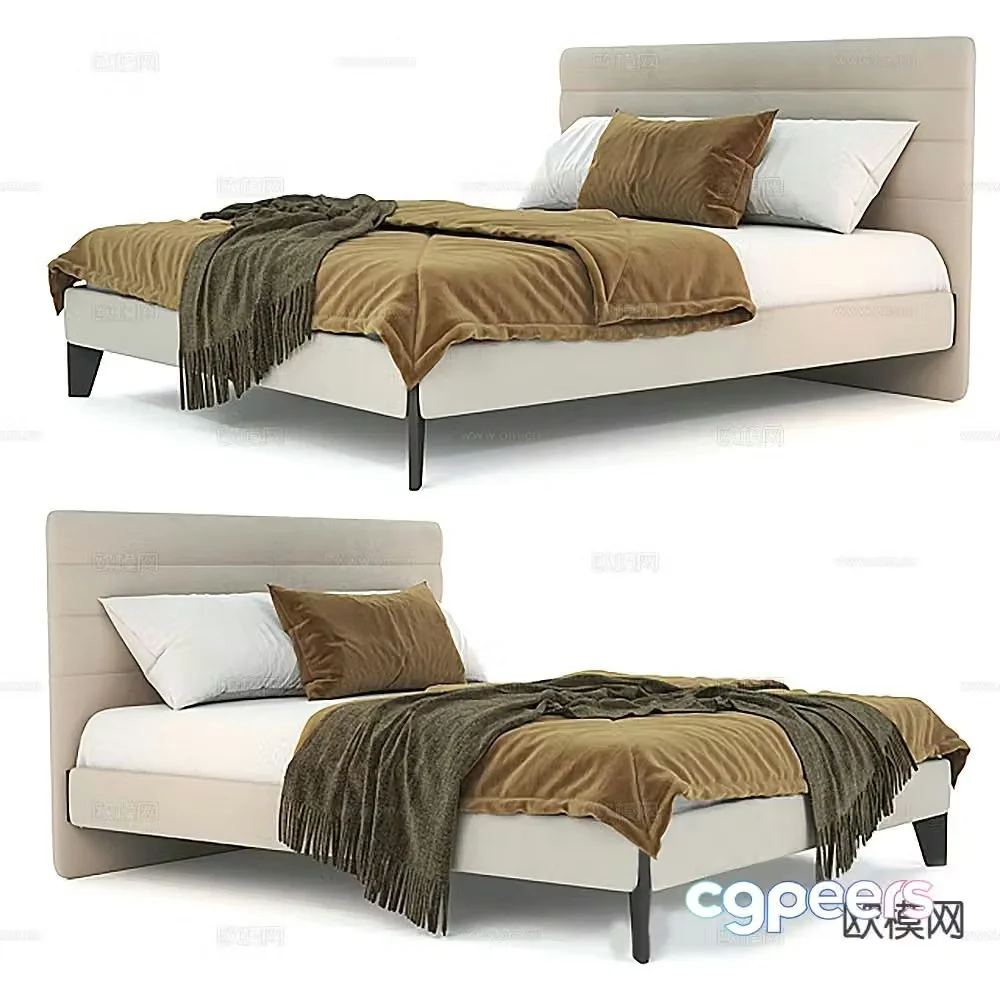 Modern double bed 3d model