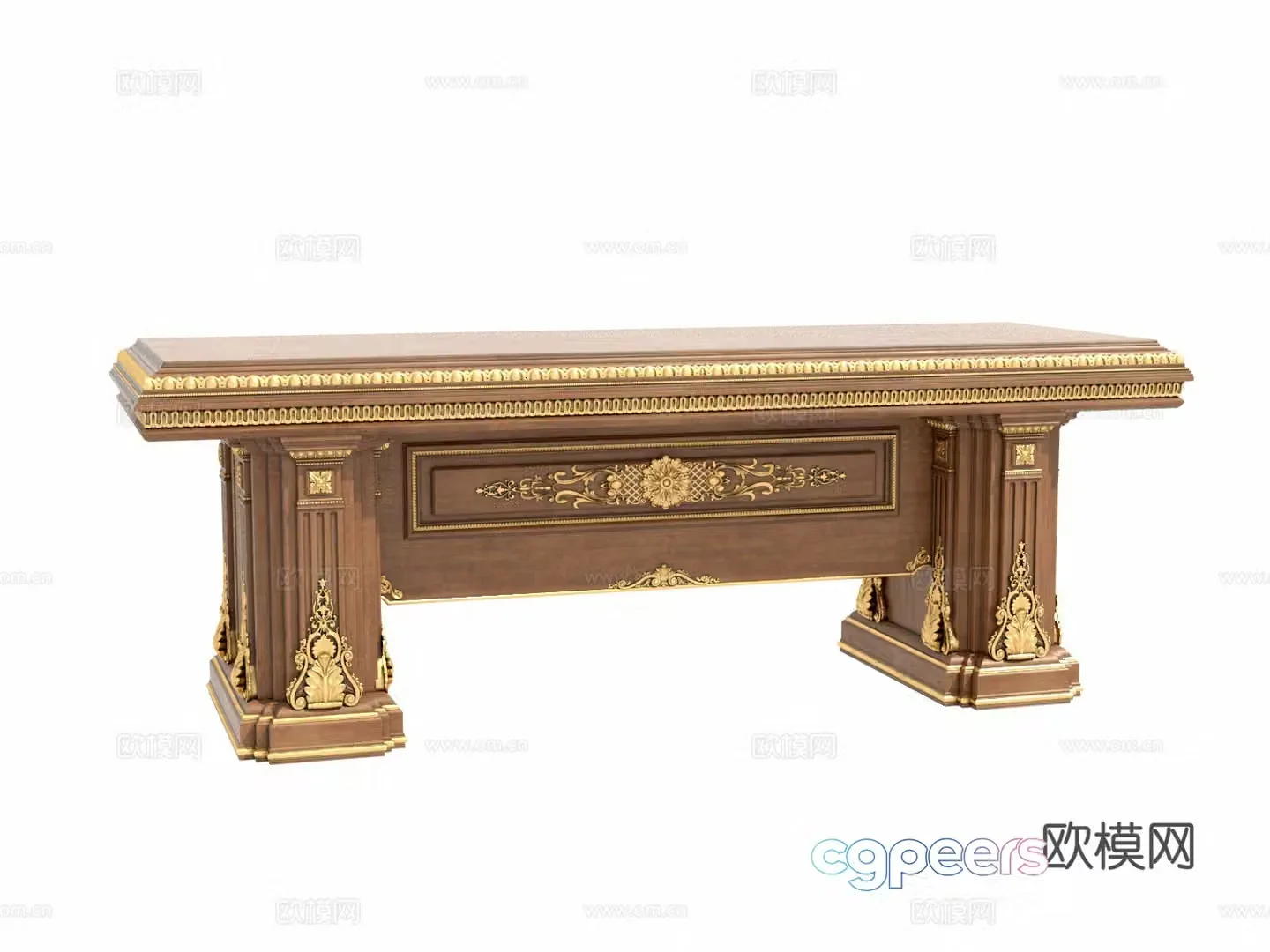 European carved table desk desk 3d model