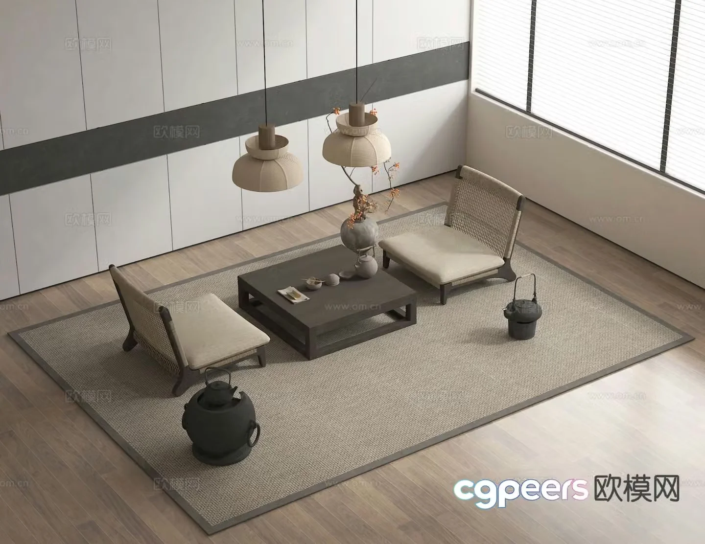 New Chinese style tea table tatami tea table 3d model