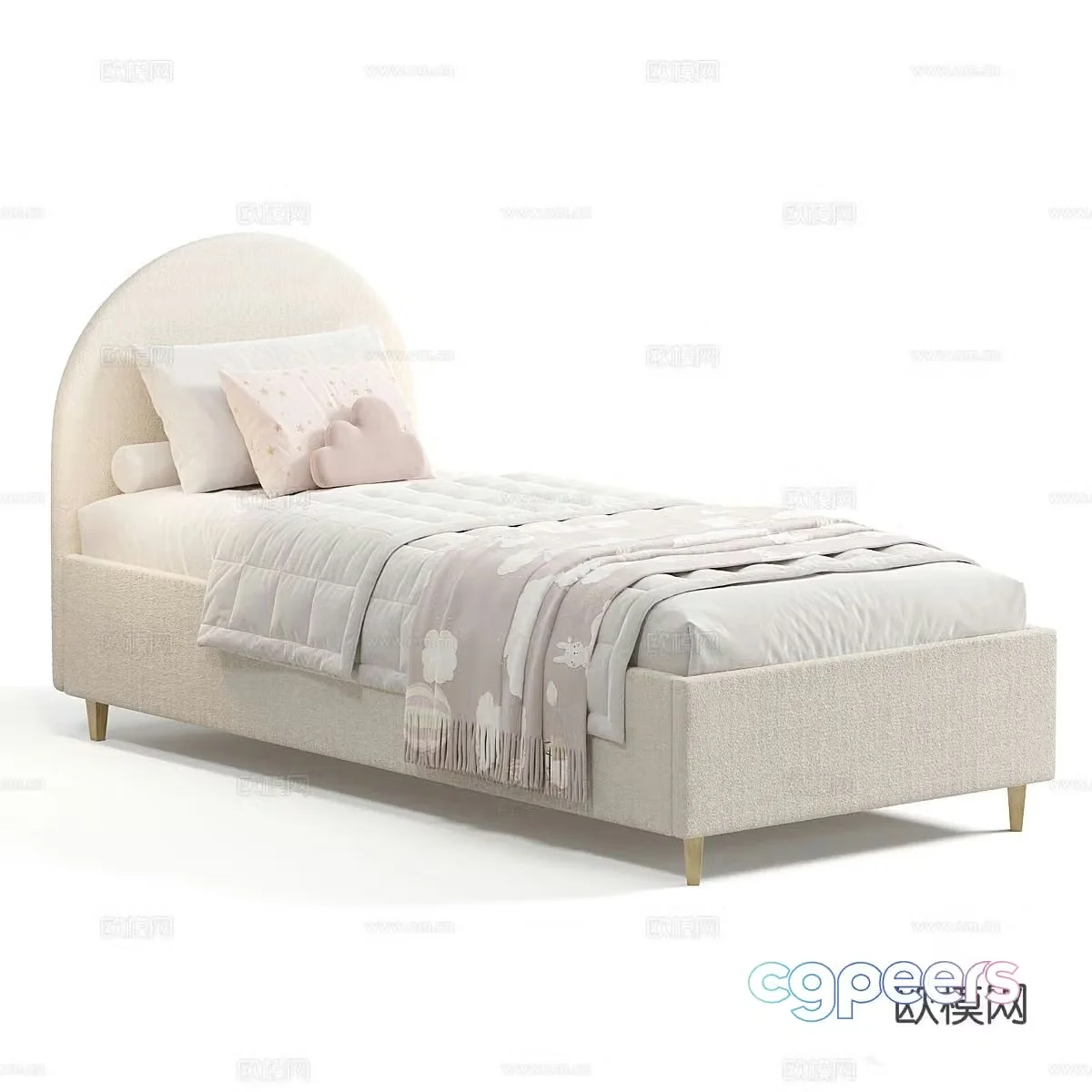 Modern simple single bed children’s bed 3d model