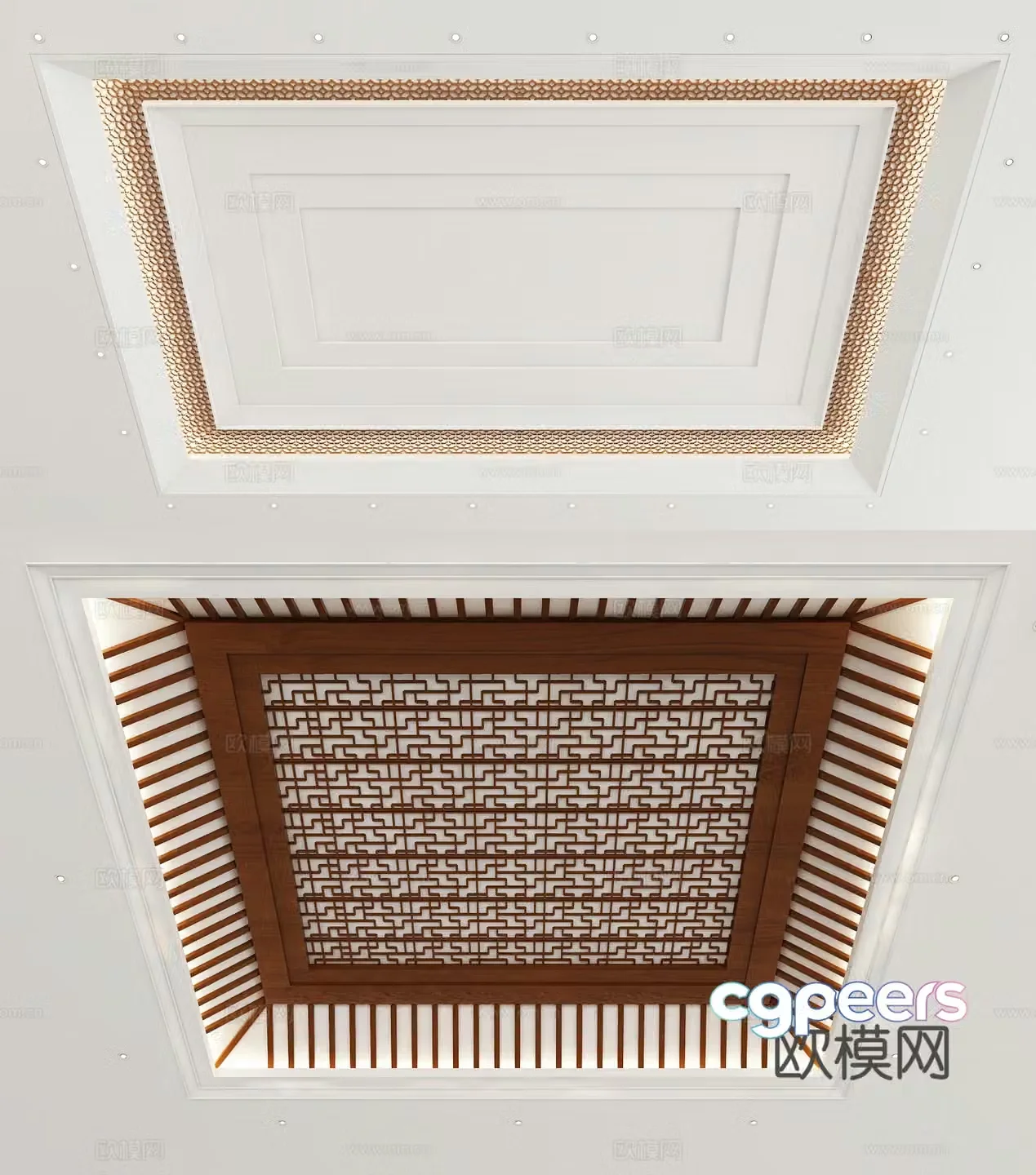 New Chinese style ceiling mahogany ceiling 3d model