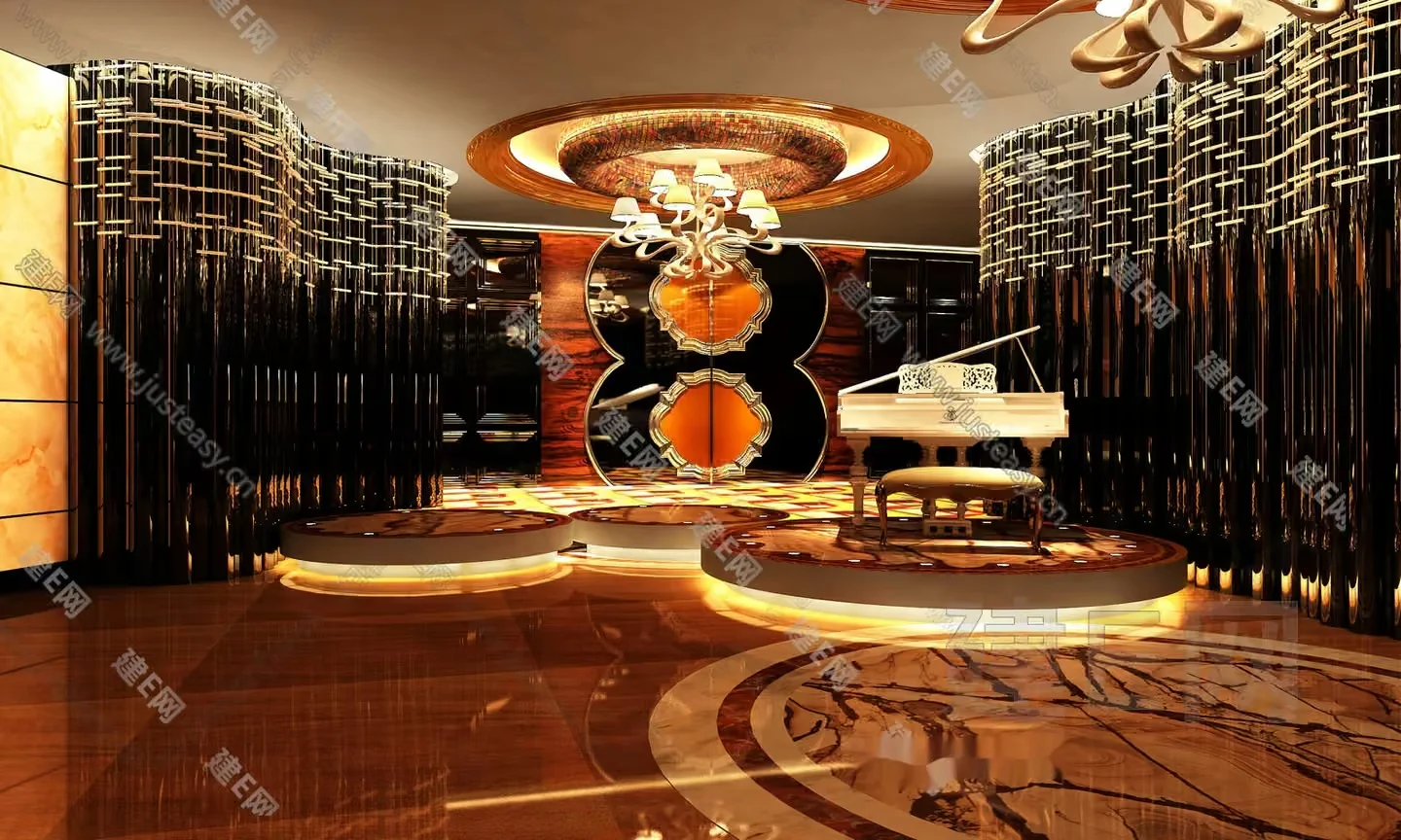 Luxurious Piano Room 3D Model – 9808 – VRAY Render