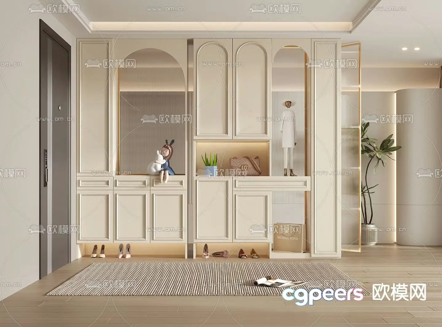 Entrance shoe cabinet partition cabinet 3d model