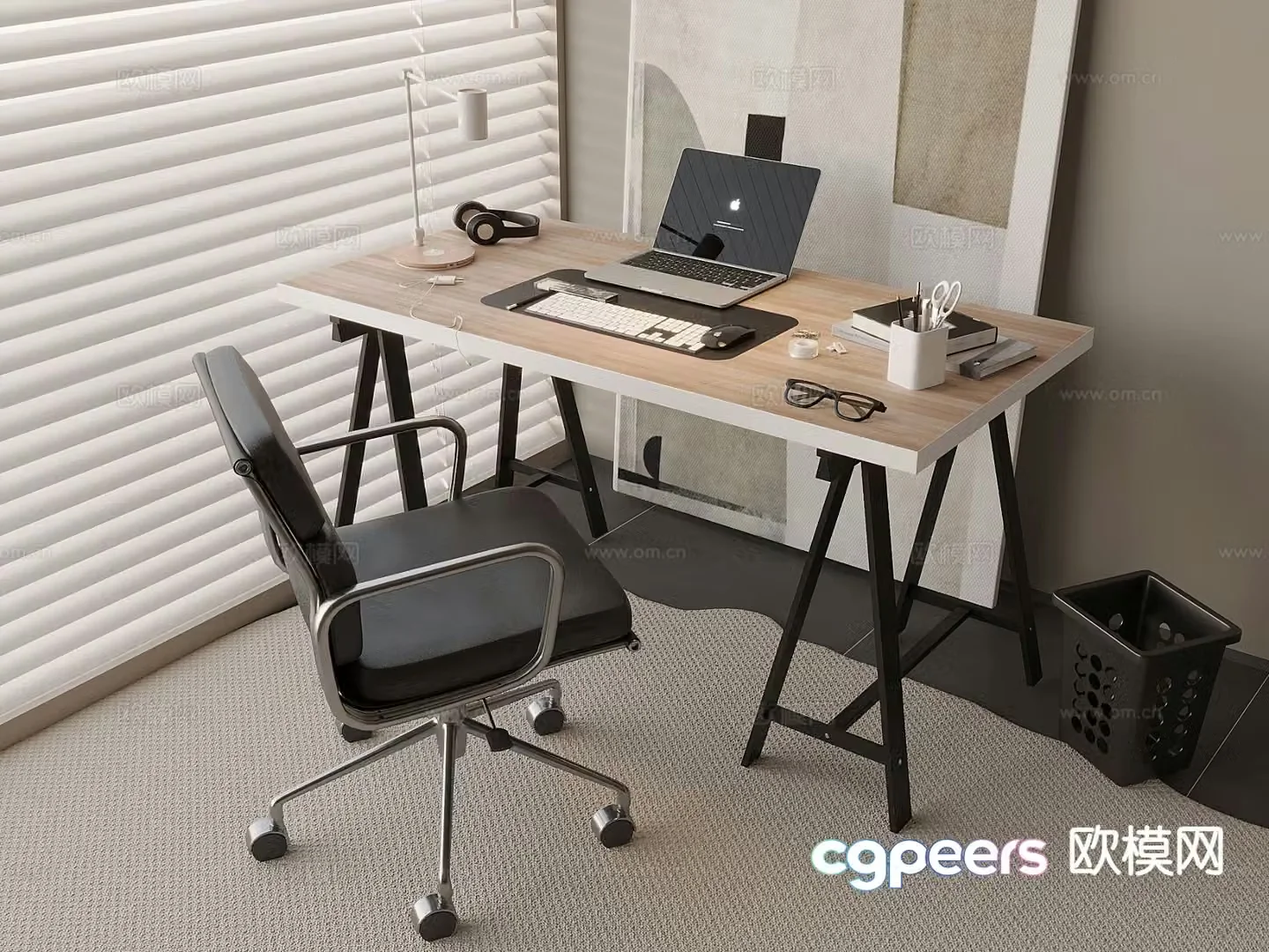 modern desk desk 3d model