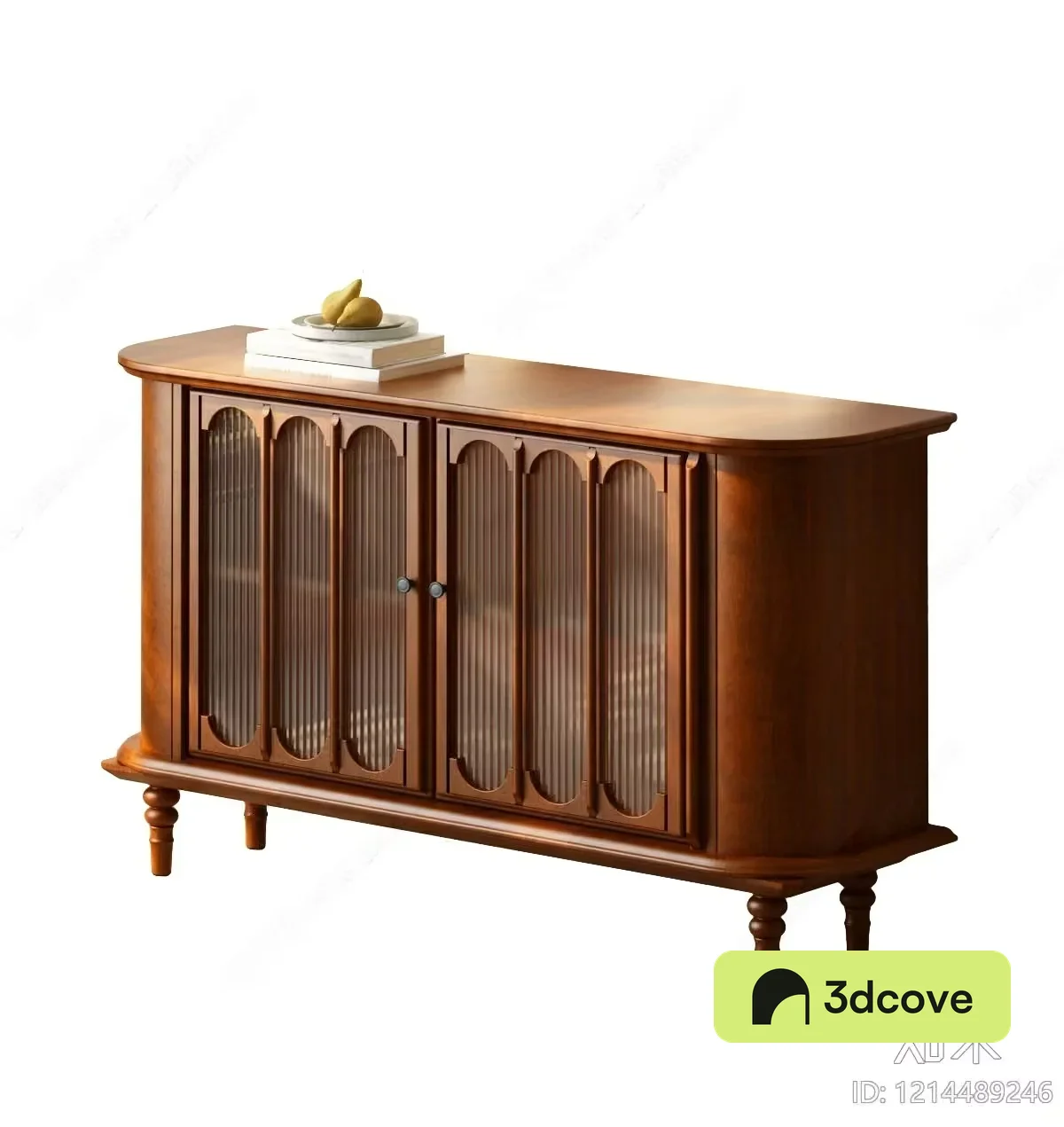 A Wooden Cabinet With Glass Doors