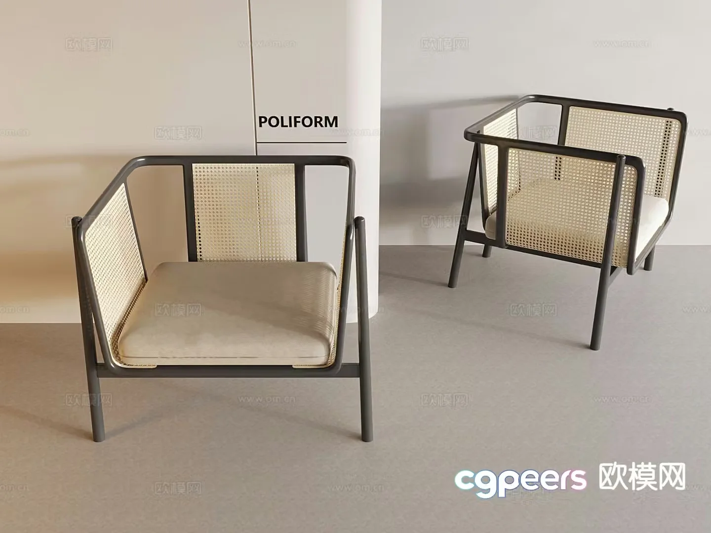 Wabi-sabi style leisure sofa 3d model