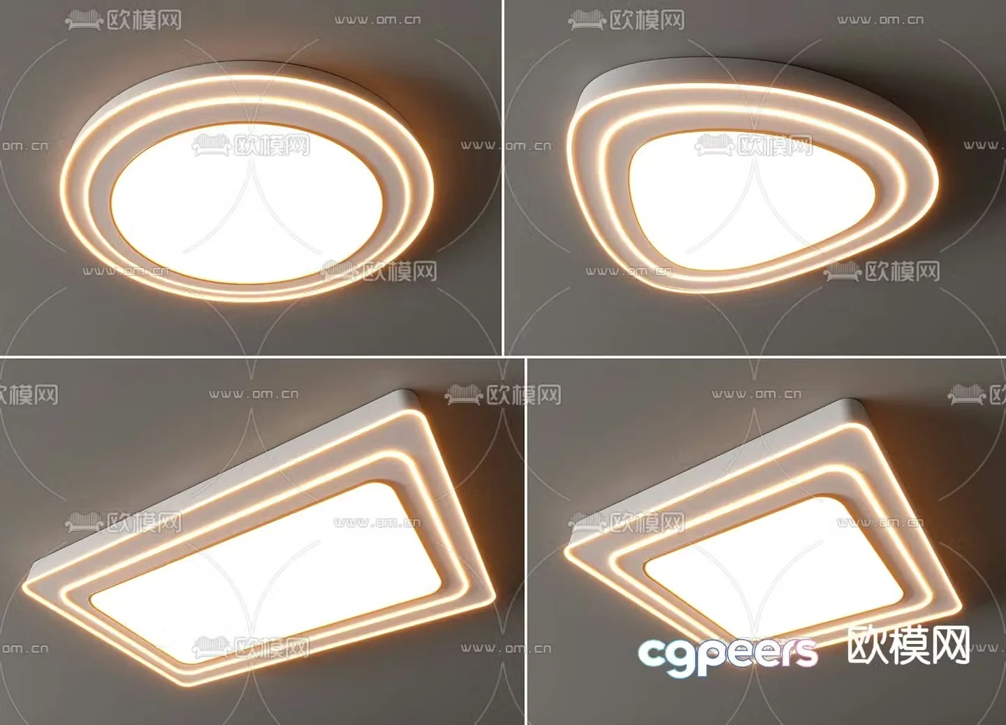 Square ceiling lamp Round ceiling lamp 3d model