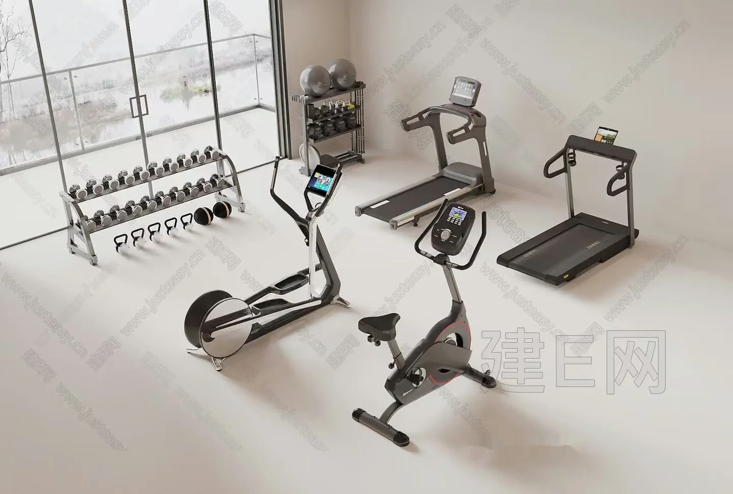 A Home Gym Setup 3D Model – 8813 – VRAY Render