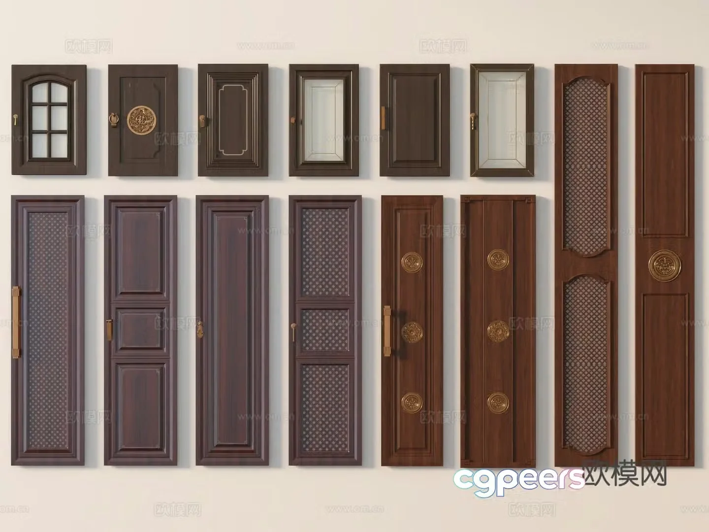 Chinese cabinet door glass cabinet door solid wood cabinet door 3d model