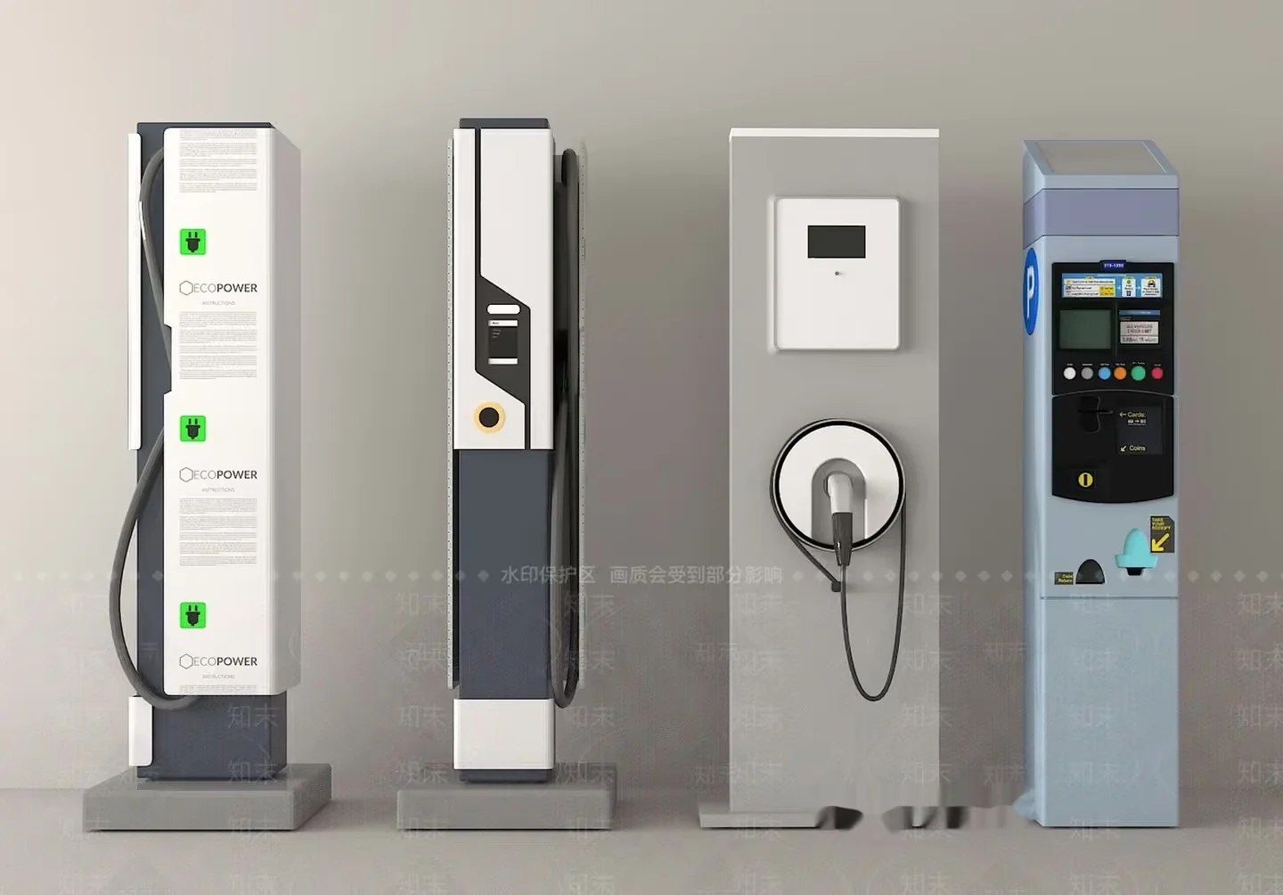 The Main Subject In This Image Is A Collection Of Charging Stations 3D Model – 2927 – VRAY Render