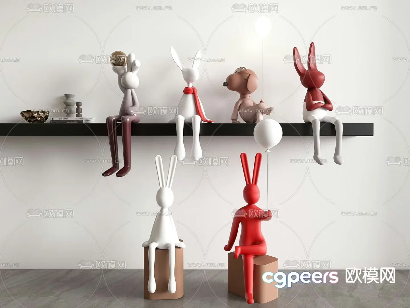 Rabbit ornament sculpture 3d model