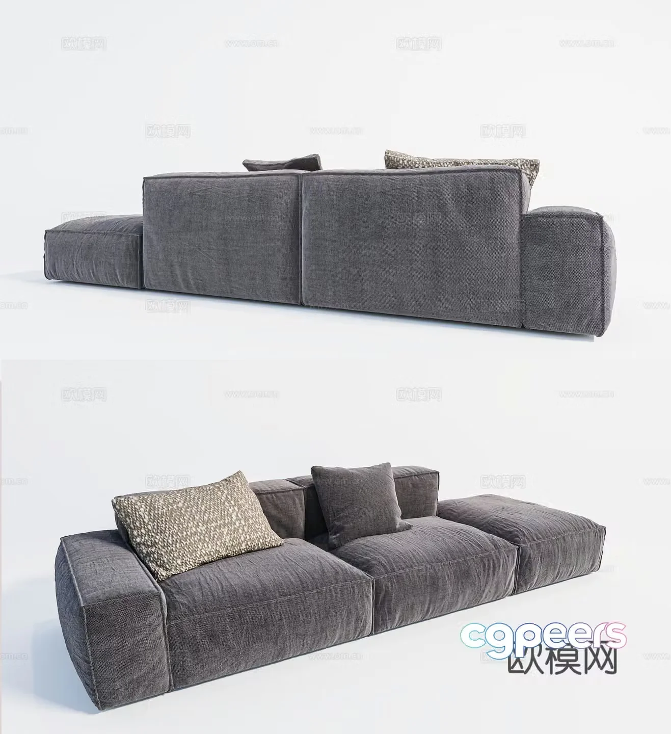 Modern sofa multi-person sofa straight sofa pillow sofa 3D model