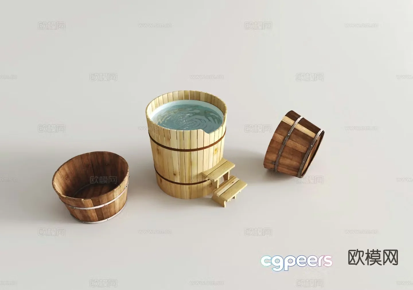 Wooden barrel Old wooden barrel Single bathtub Rice barrel Bucket 3d model