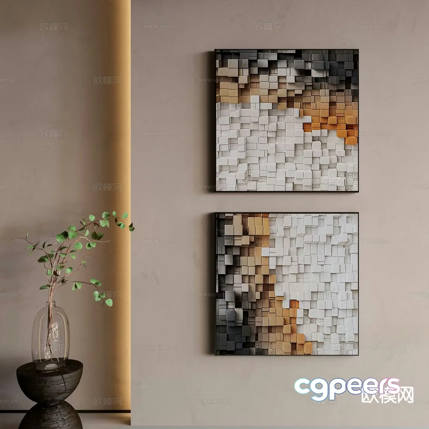 Modern minimalist painting decorative painting three-dimensional hanging painting 3D model