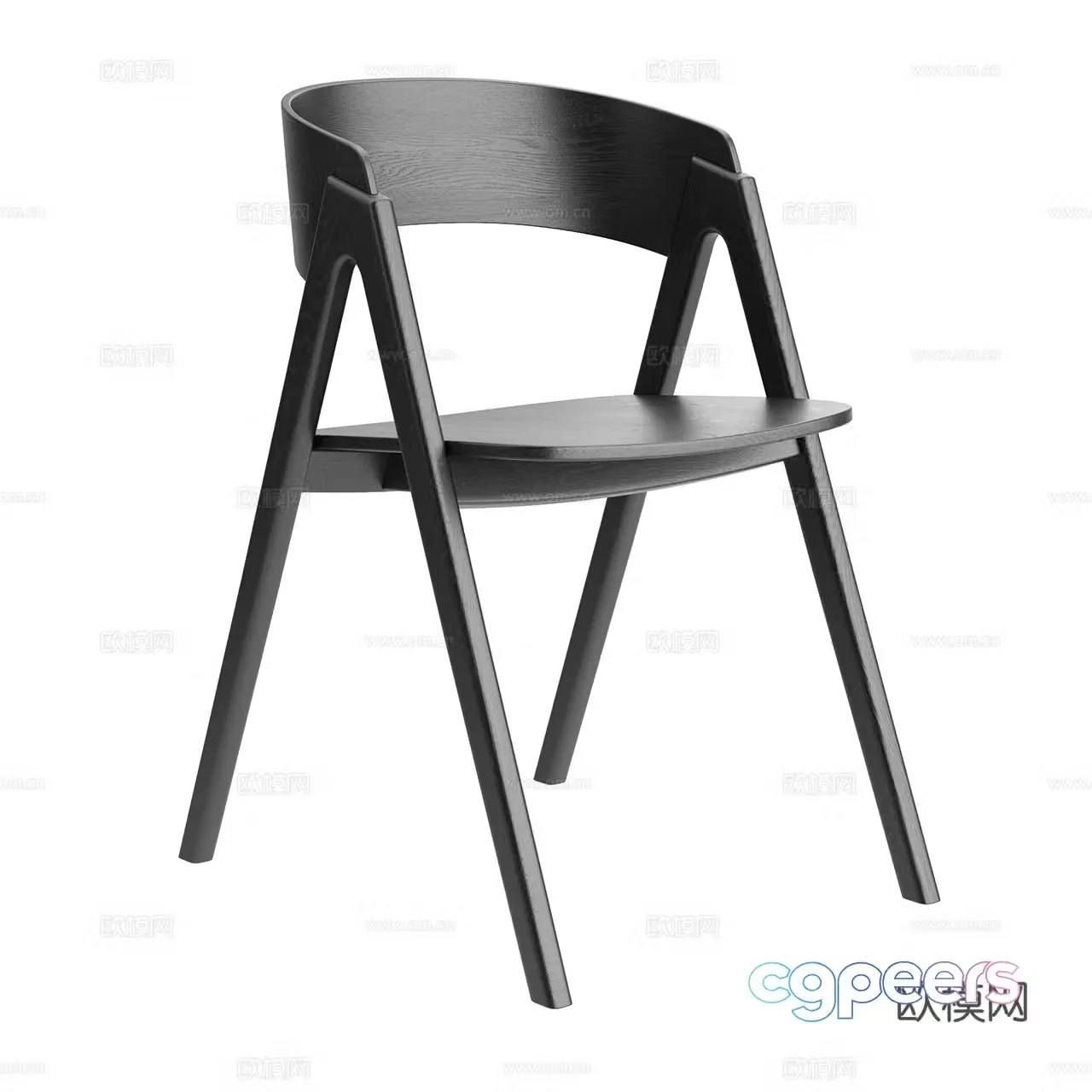 Nurus Very Simple Chair Nordic Single Chair Dining Chair Armchair Wooden Chair Tea Chair 3D Model