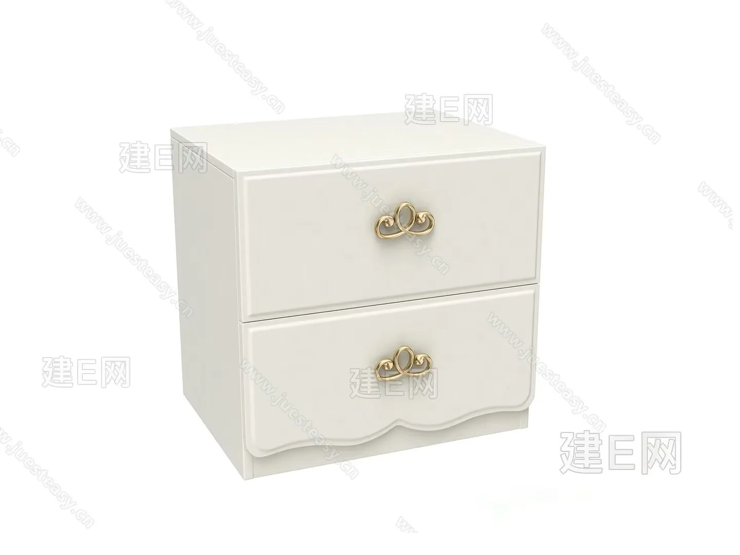 White Dresser With Gold Handles 3D Model – 2262 – VRAY Render