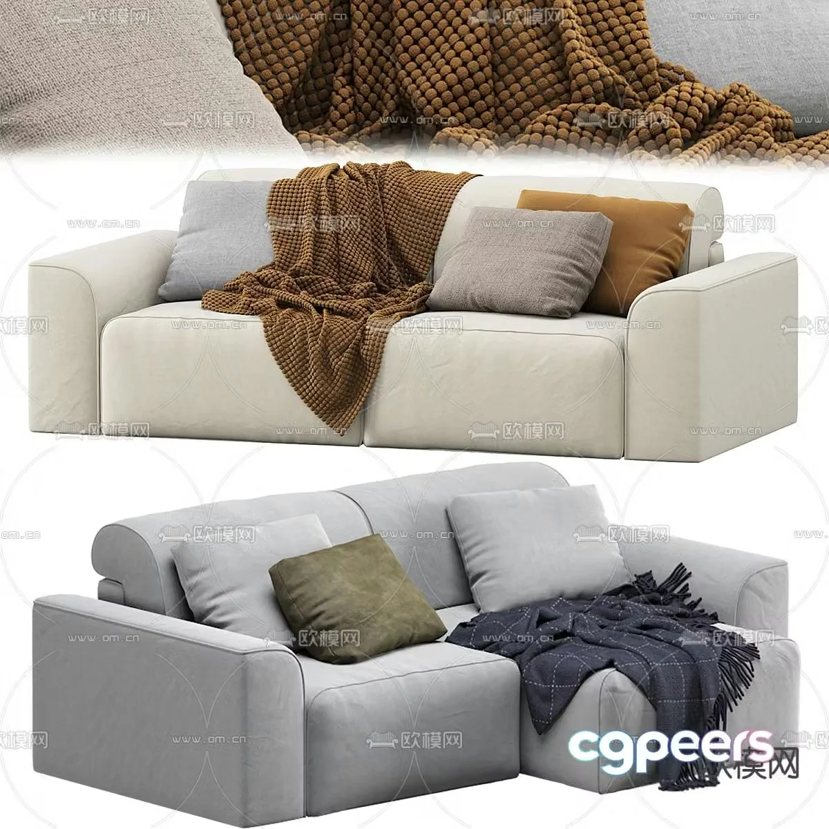 Cor double sofa upholstered sofa 3d model