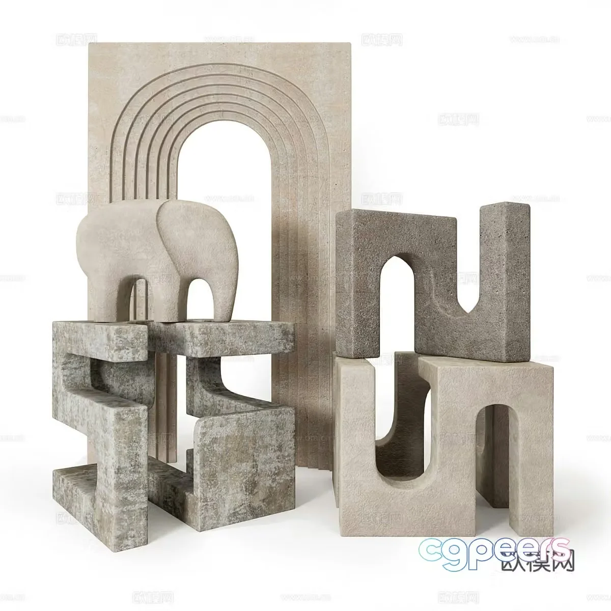 Modern cement sculpture ornament 3d model