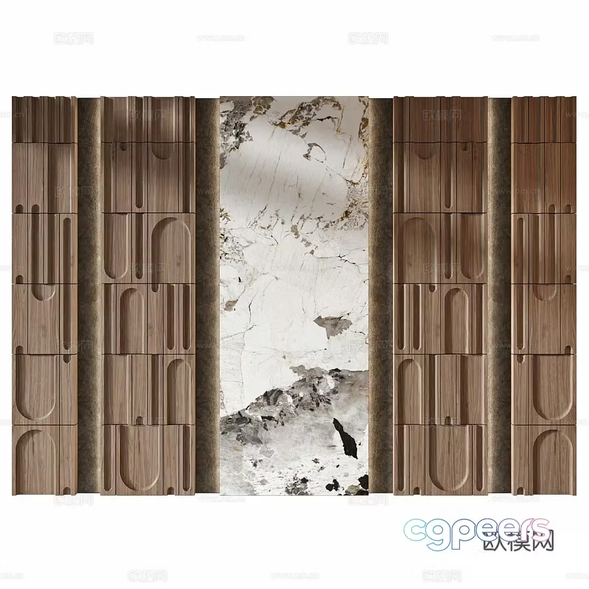 New Chinese style light luxury sofa background wall 3D model