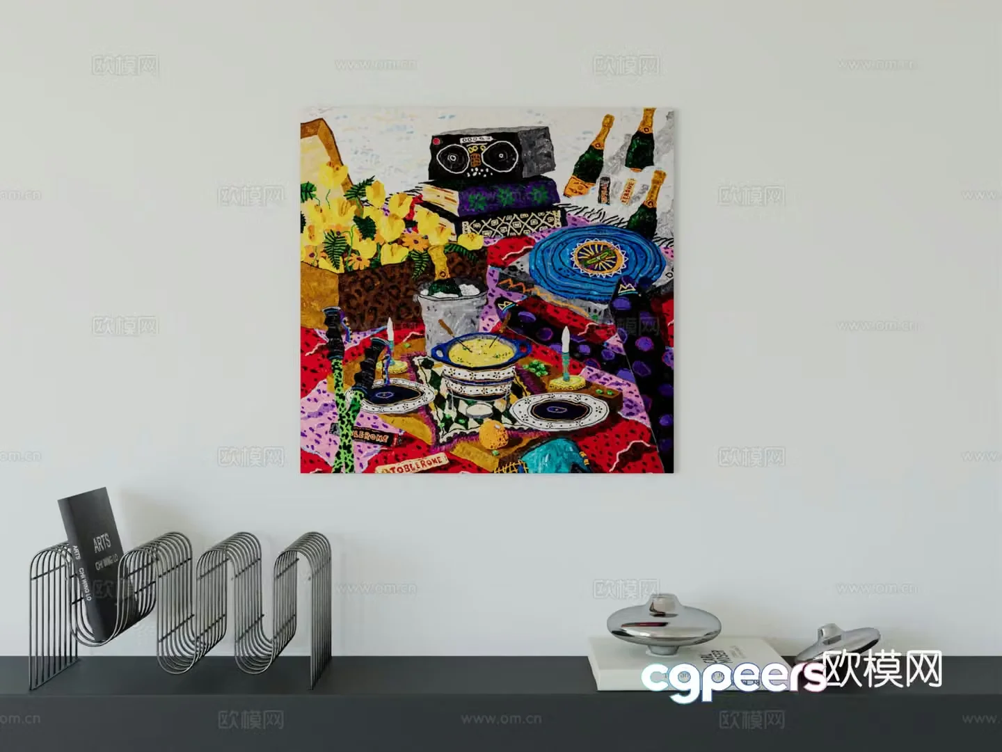 Modern minimalist hanging painting Bauhaus art hanging painting 3d model