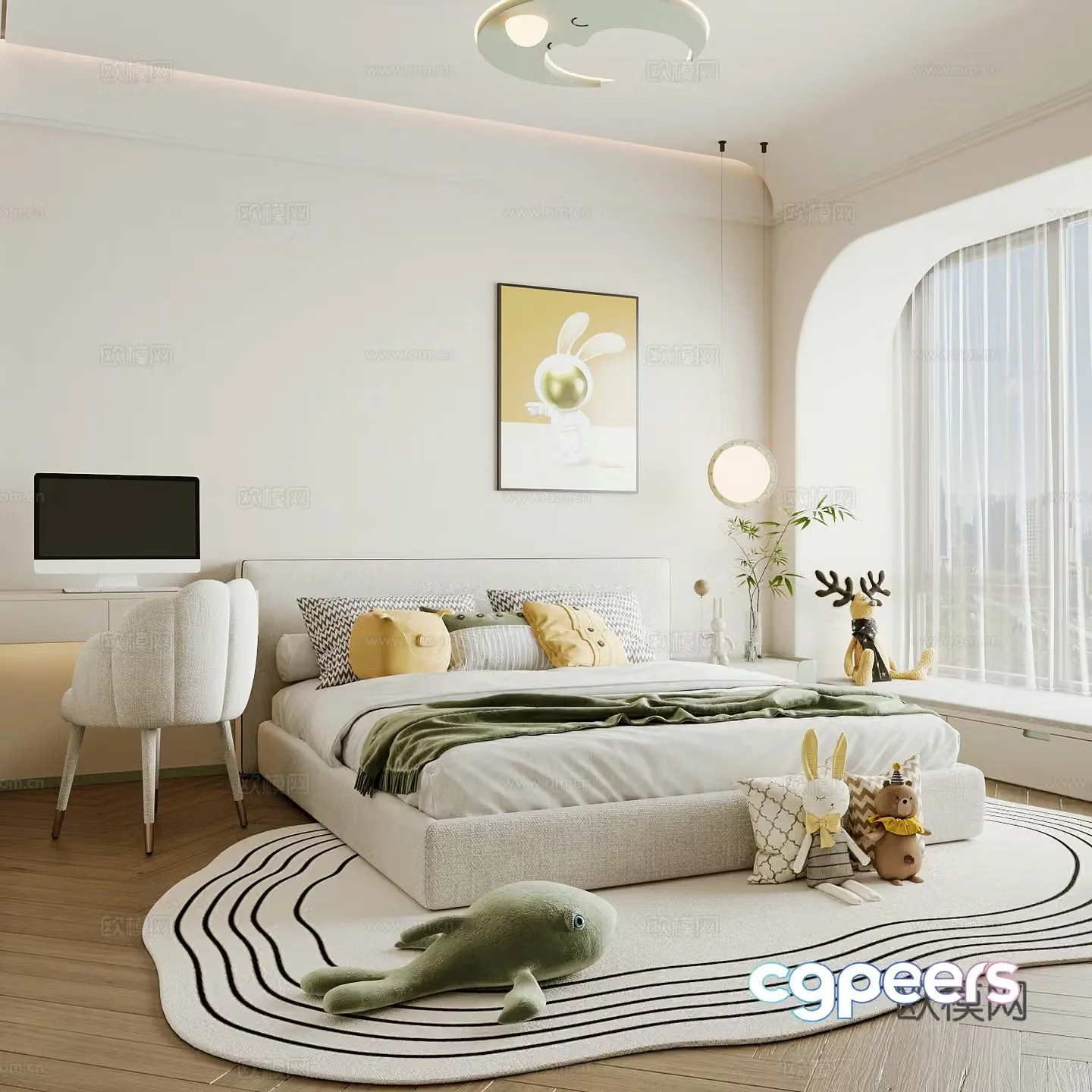 Modern children’s room boy’s room girl’s room children’s bed children’s wardrobe children’s desk 3d model