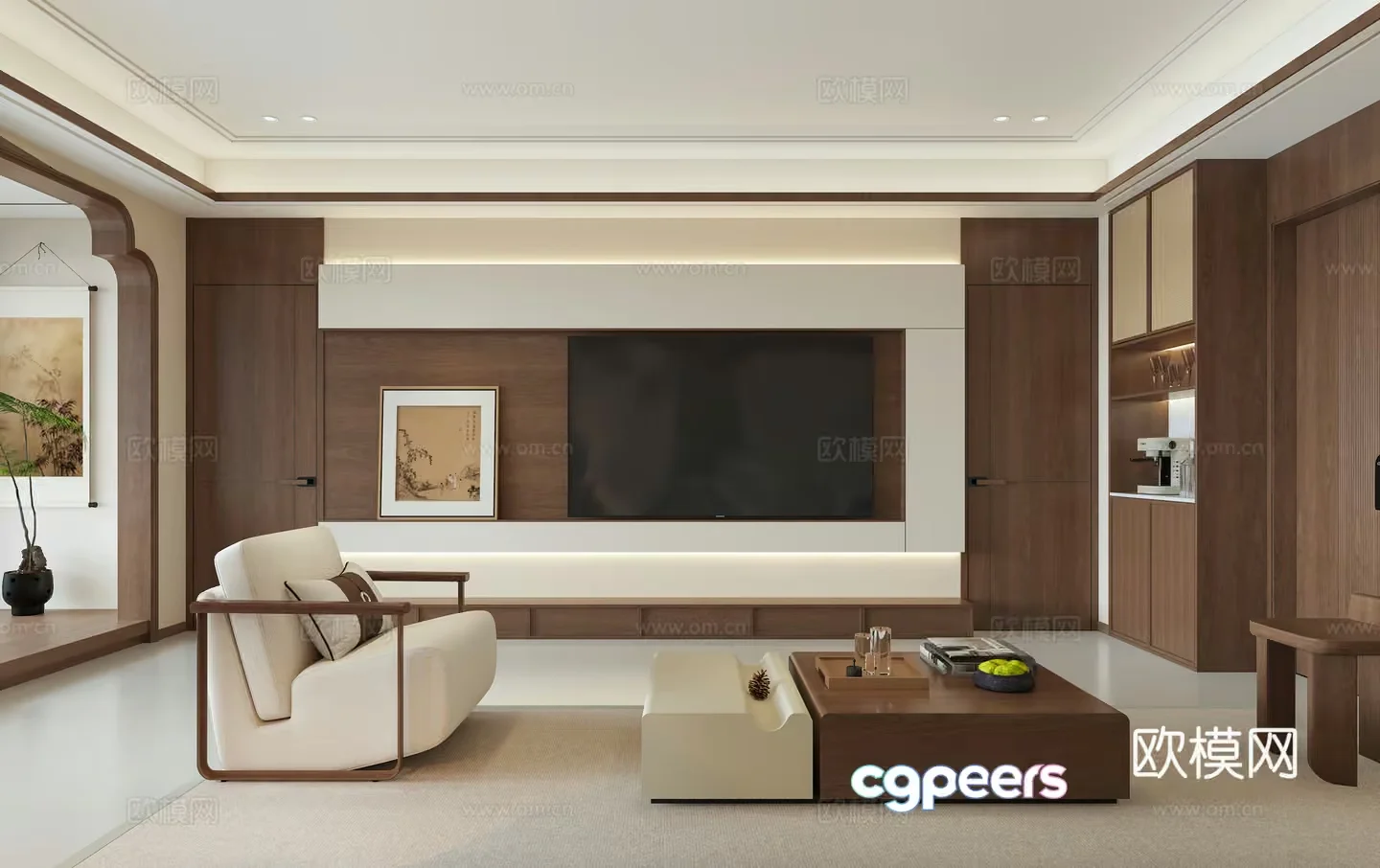 Modern Living Room 3D Model – 541 – VRAY Render