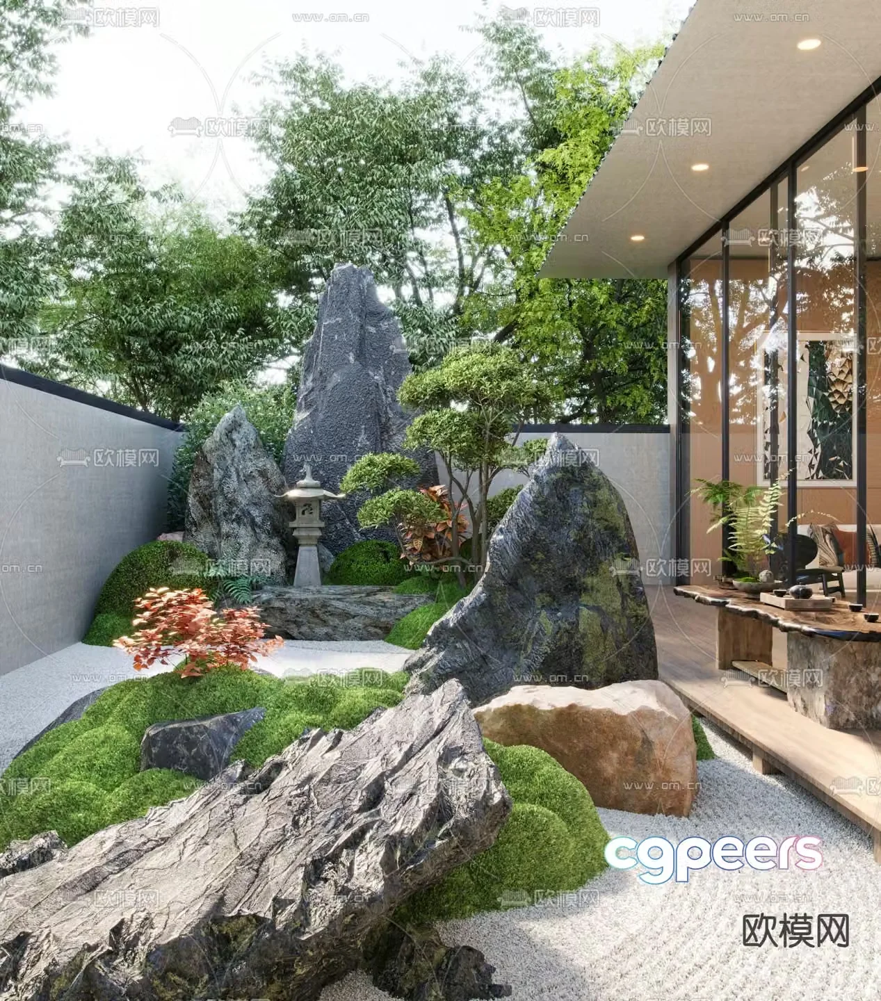 Courtyard Landscape Courtyard Dry Landscape 3D Model