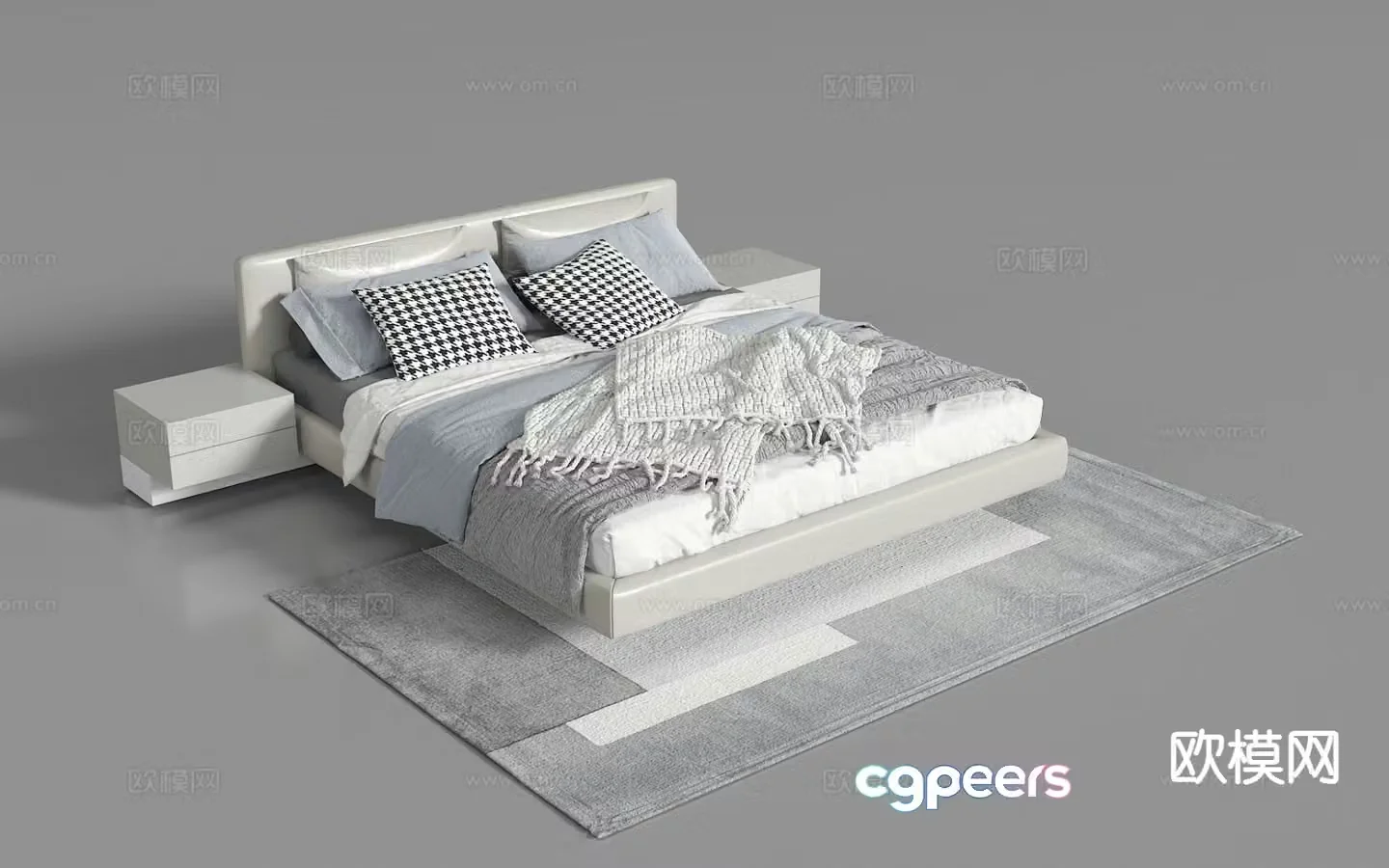 Modern double bed leather art bed 3d model