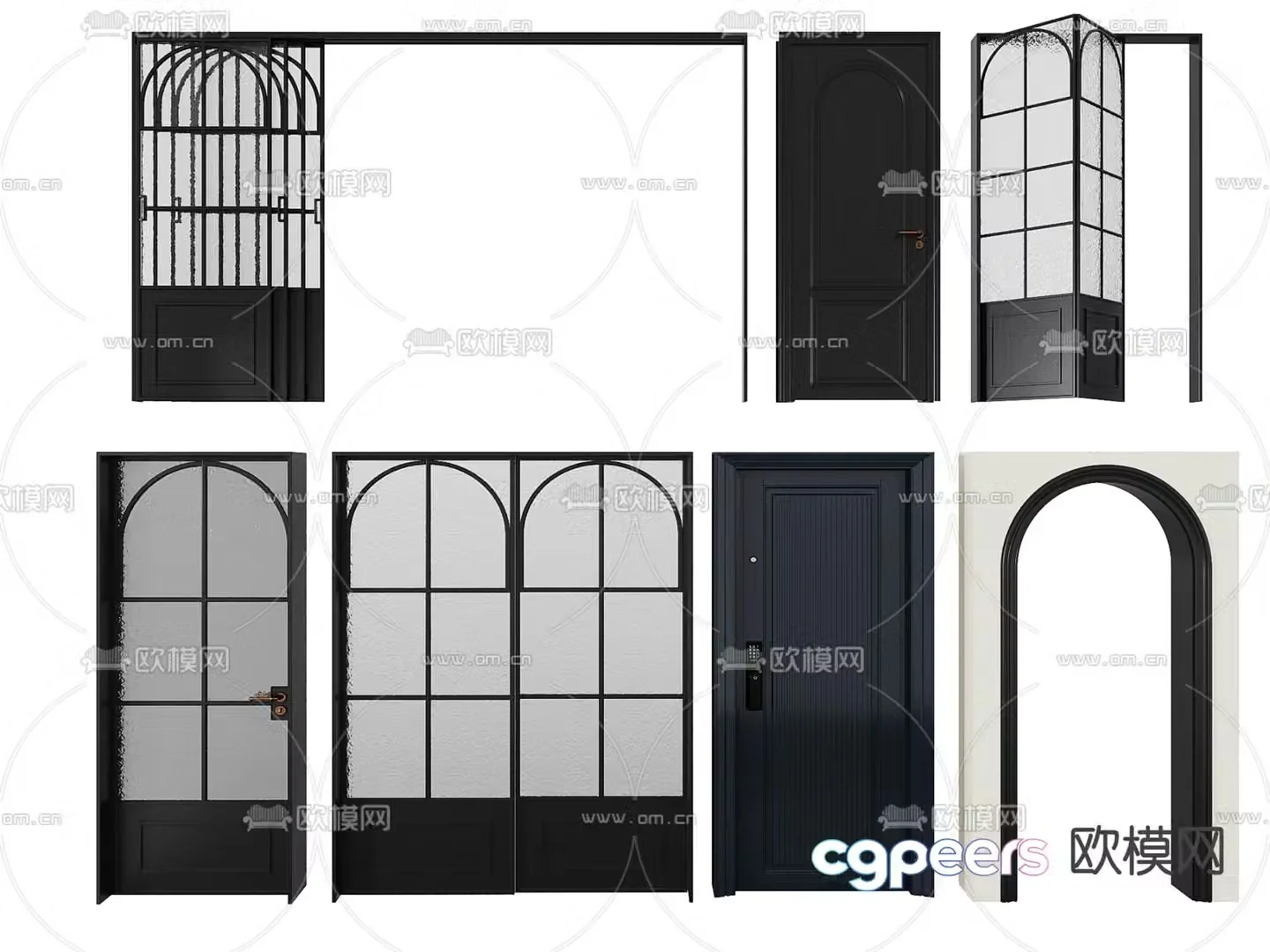 Middle-aged fashion door sliding door folding door sliding door swing door swing door arch 3d model