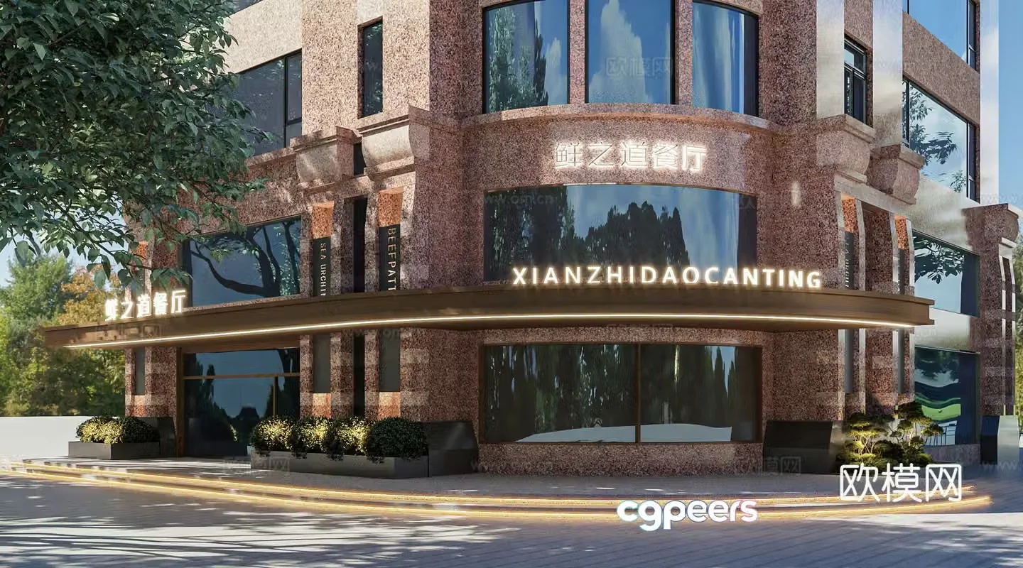 3D model of door head facade