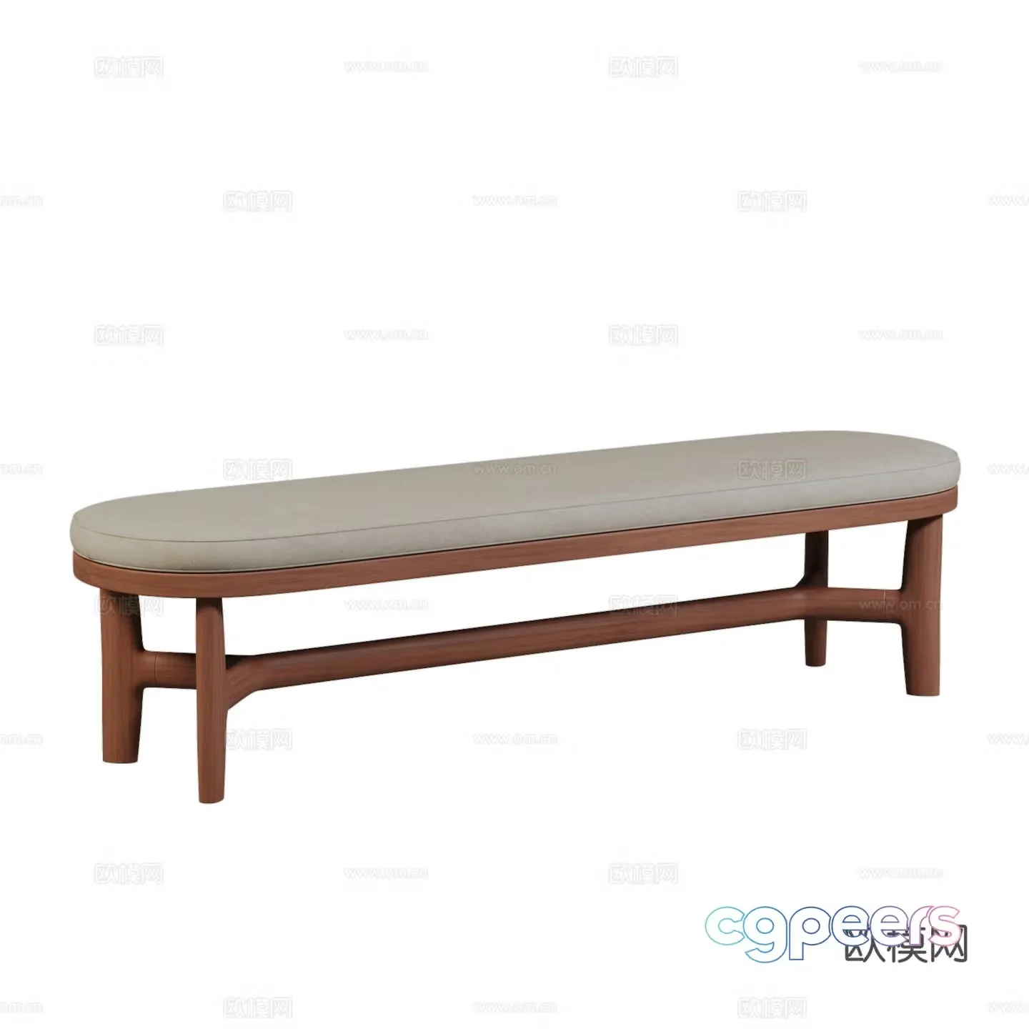 New Chinese style fabric bench 3D model of bed stool