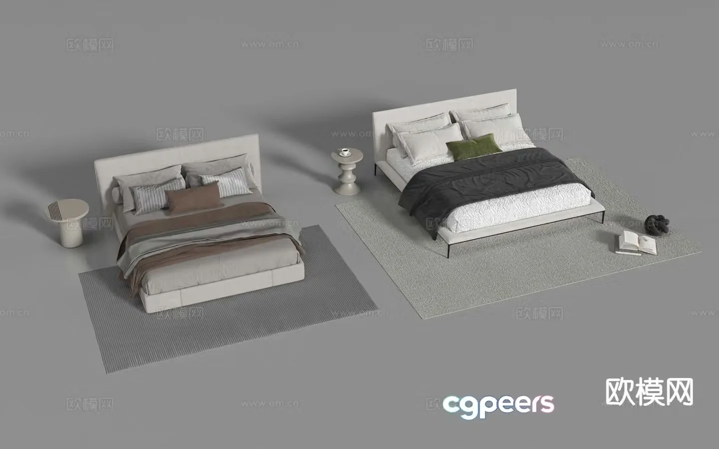 Modern double bed 3d model