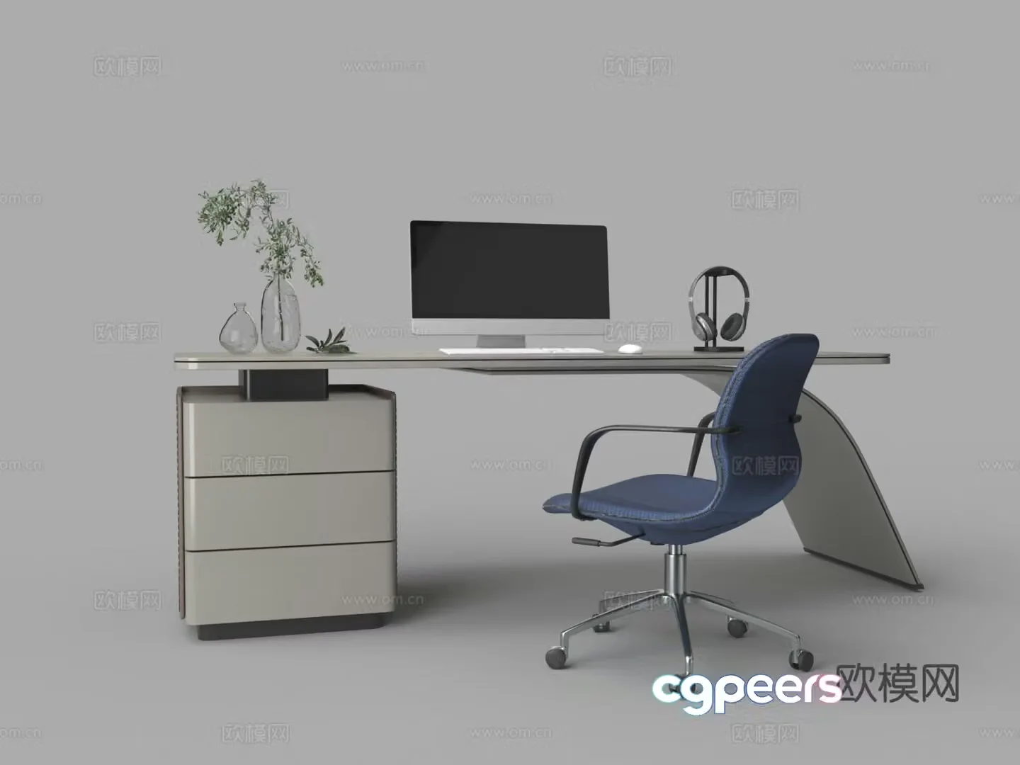 Modern desk writing desk computer desk 3d model