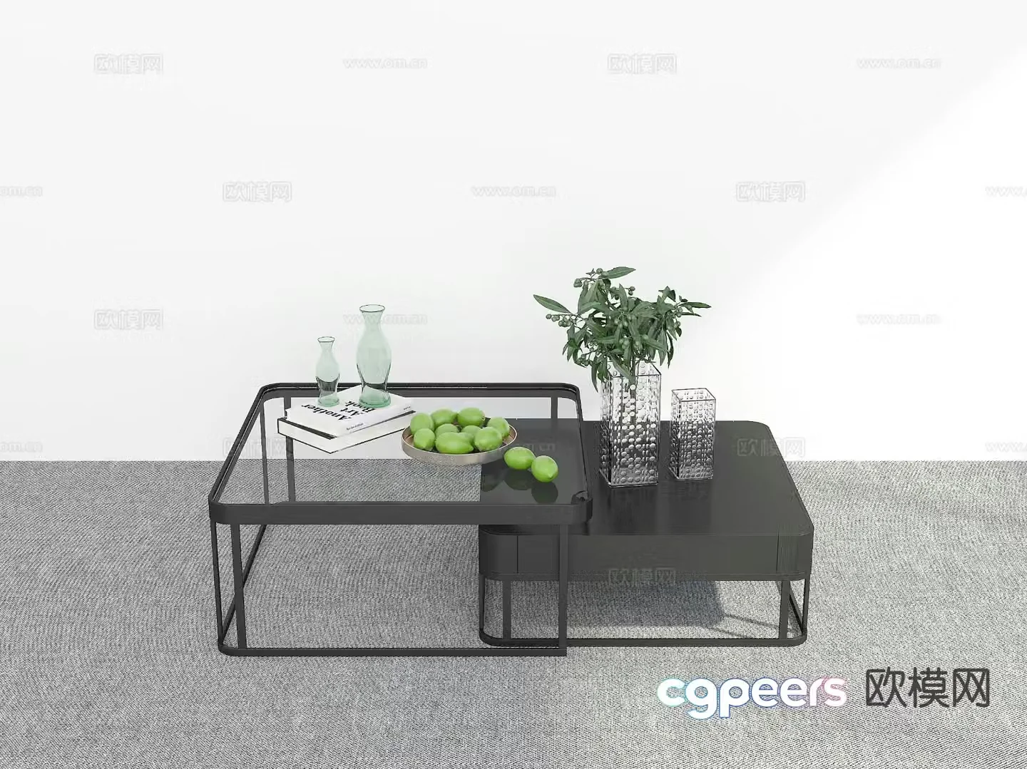 Modern glass coffee table 3d model
