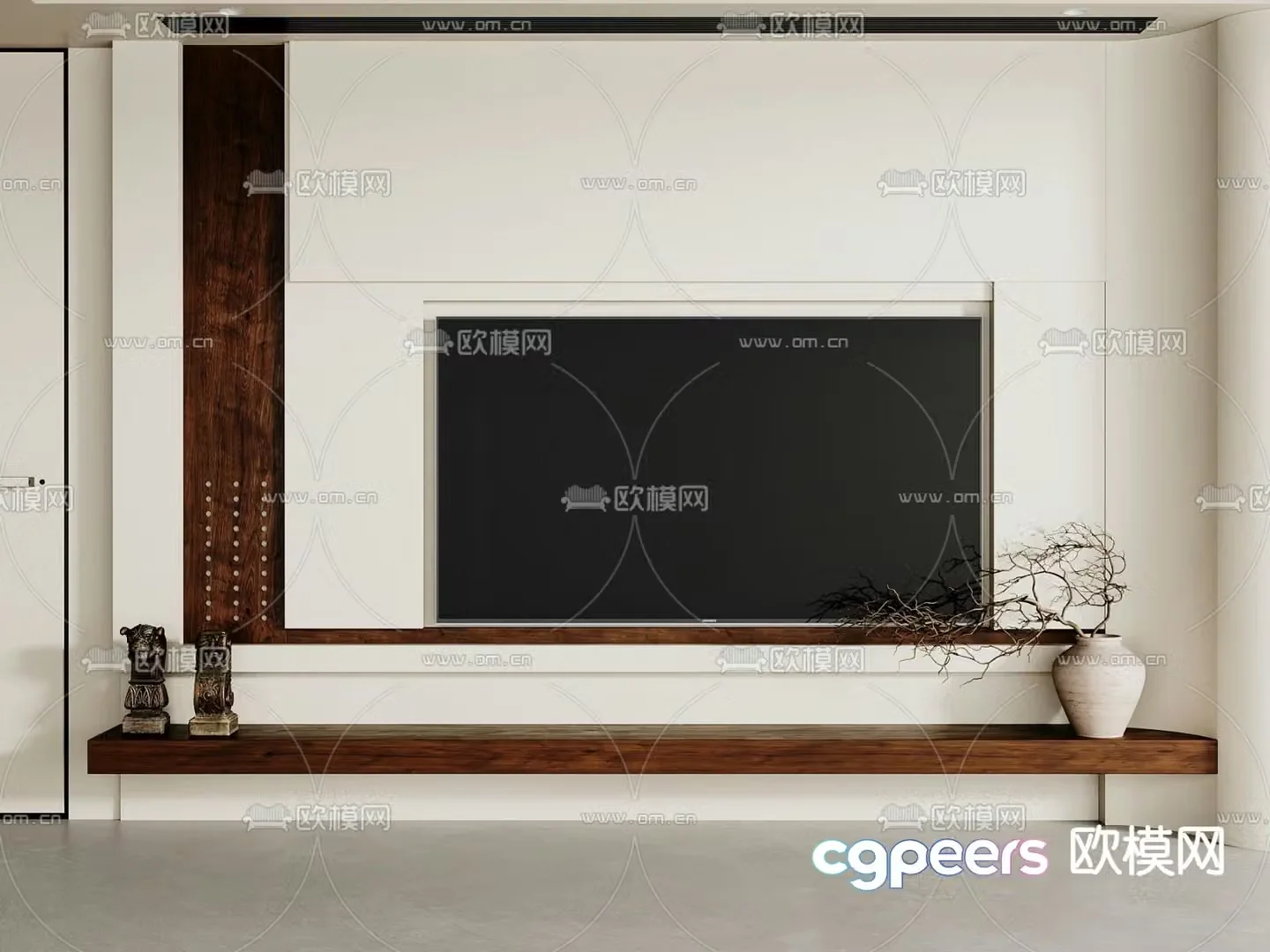 Middle style background wall TV background 3d model