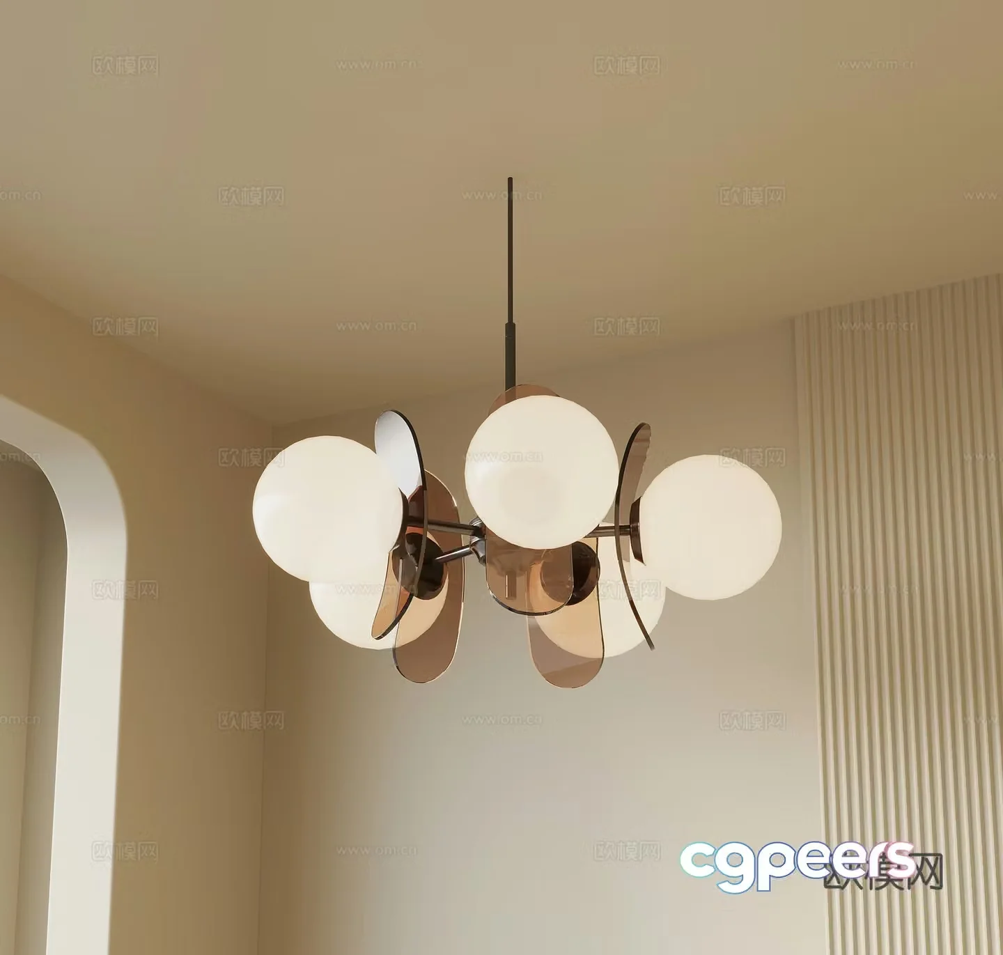 Medium style glass chandelier decorative chandelier 3d model