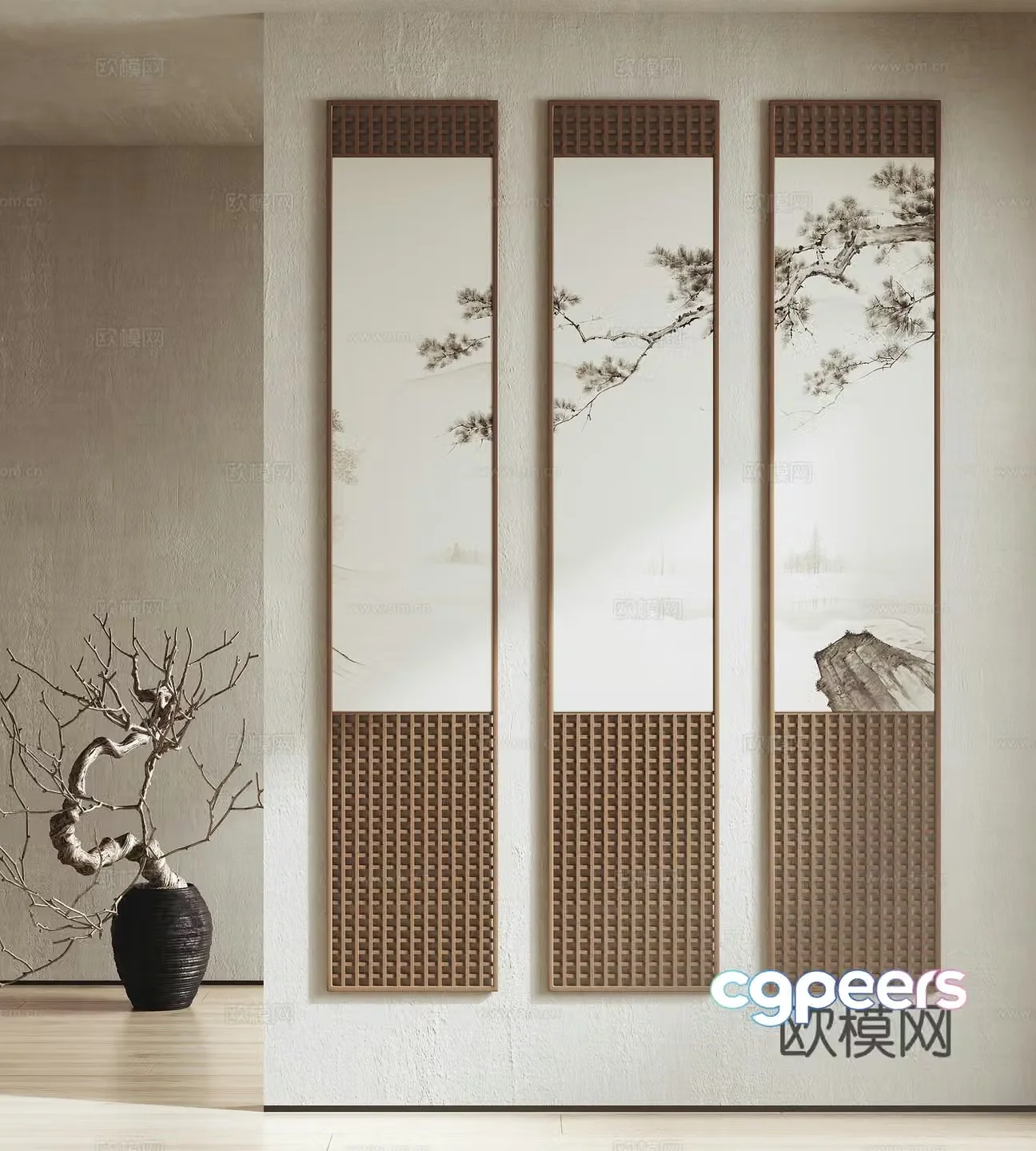 Chinese Zen hanging painting ink painting traditional Chinese painting 3D model
