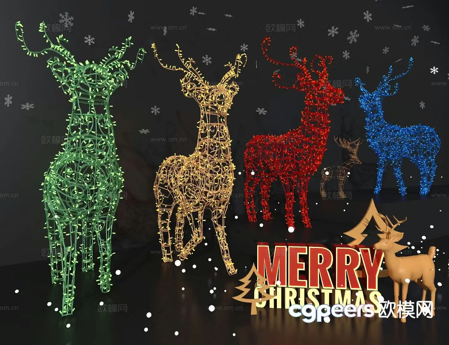 Christmas display Elk display commercial device 3d model