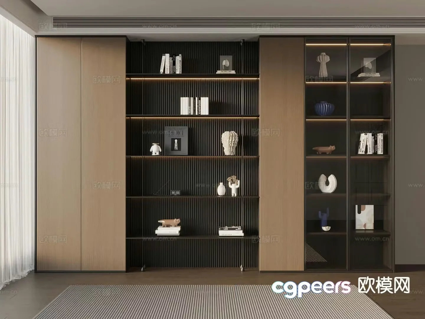 Italian minimalist bookcase 3D model