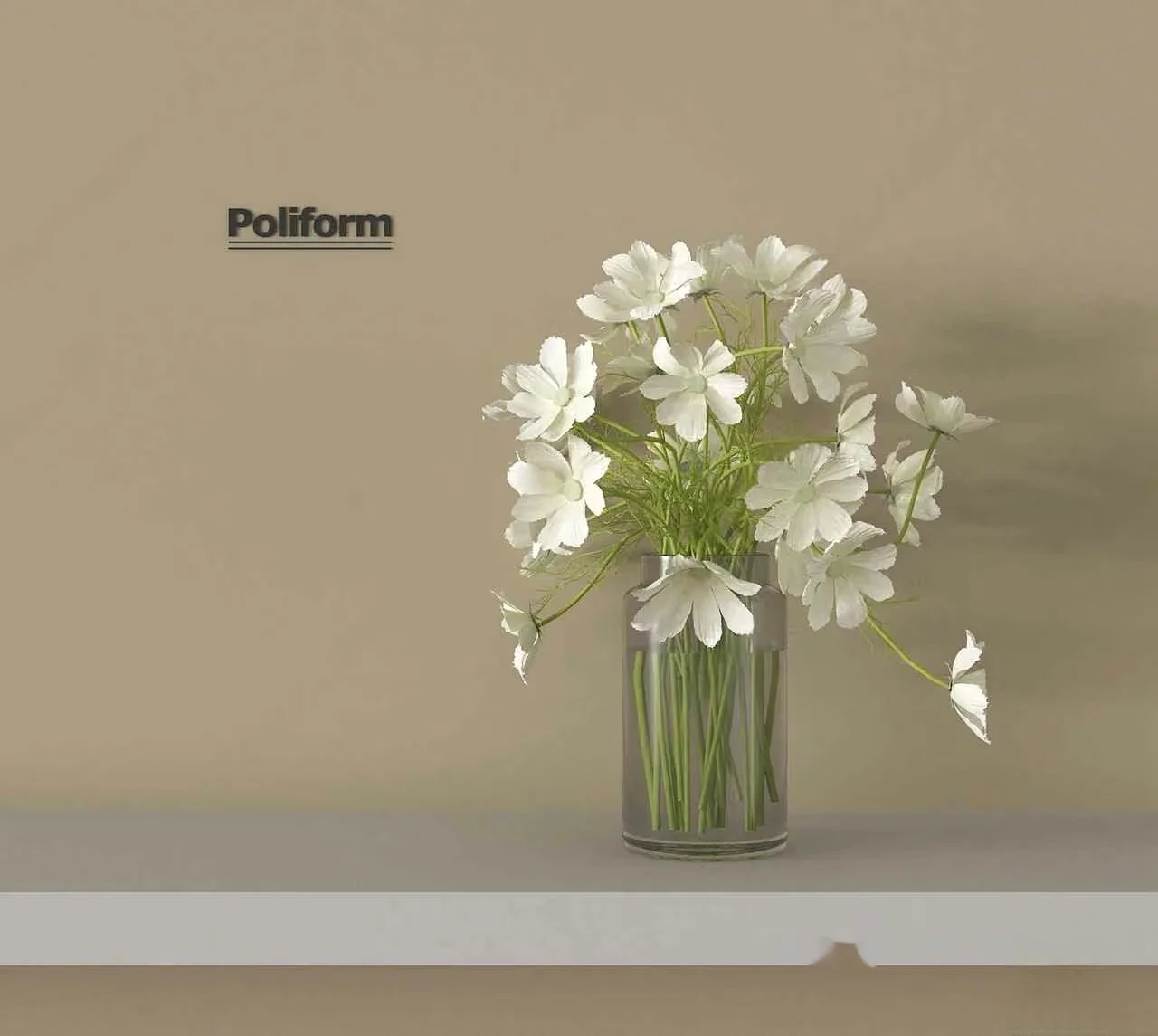A Vase Of White Flowers 3D Model – 2570 – VRAY Render