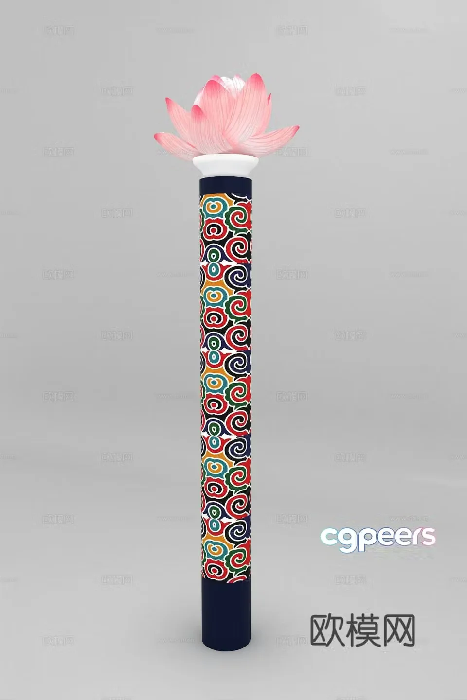 Chinese lotus street lamp outdoor lamp 3d model