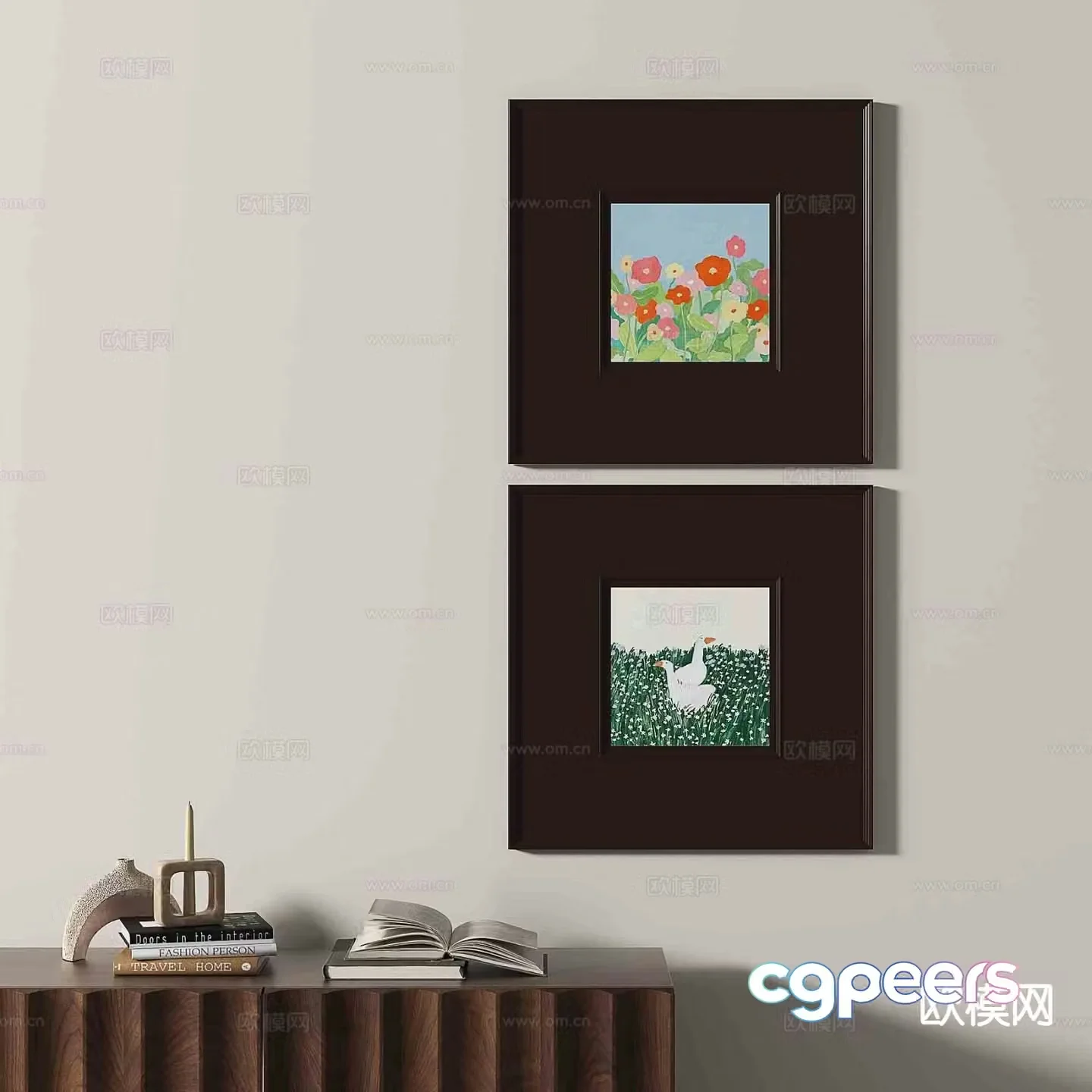 Wabi-sabi retro hanging painting art painting decorative painting 3D model