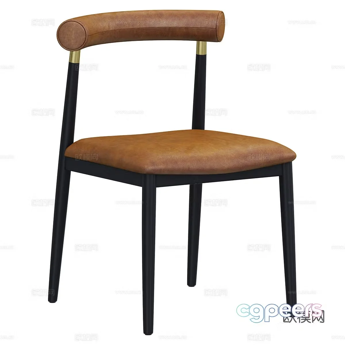 New Chinese style light luxury leather dining chair 3D model