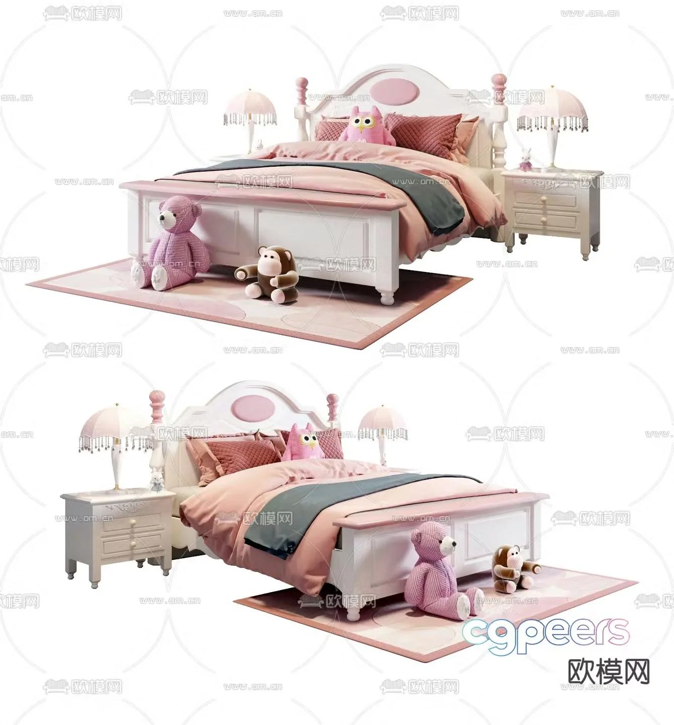 European style children’s bed daughter’s bed 3d model