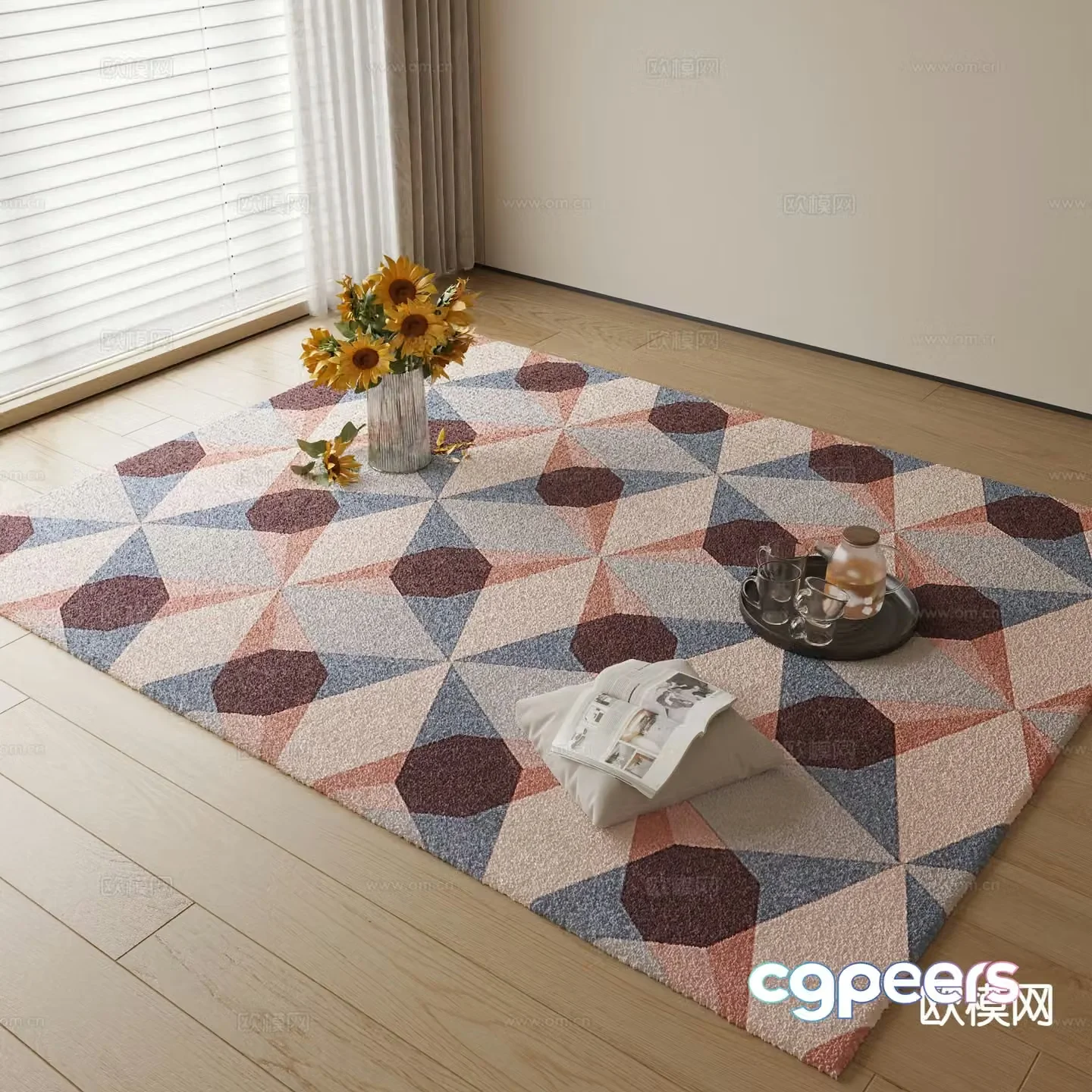 Modern square carpet 3d model