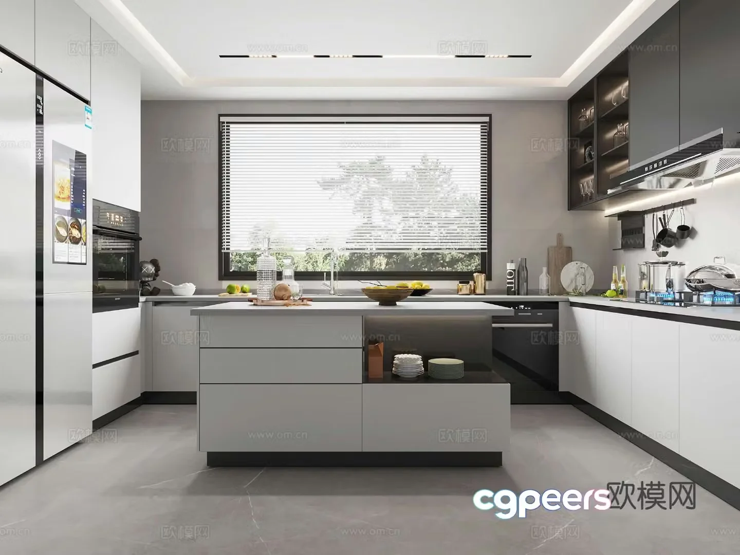 Modern kitchen island kitchen 3d model