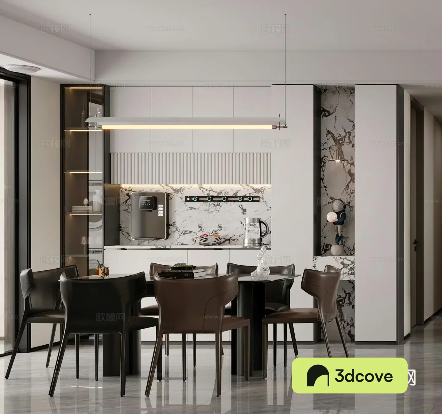 Modern restaurant wine cabinet wire pipe machine direct drinker water dispenser light luxury restaurant dining table chandelier